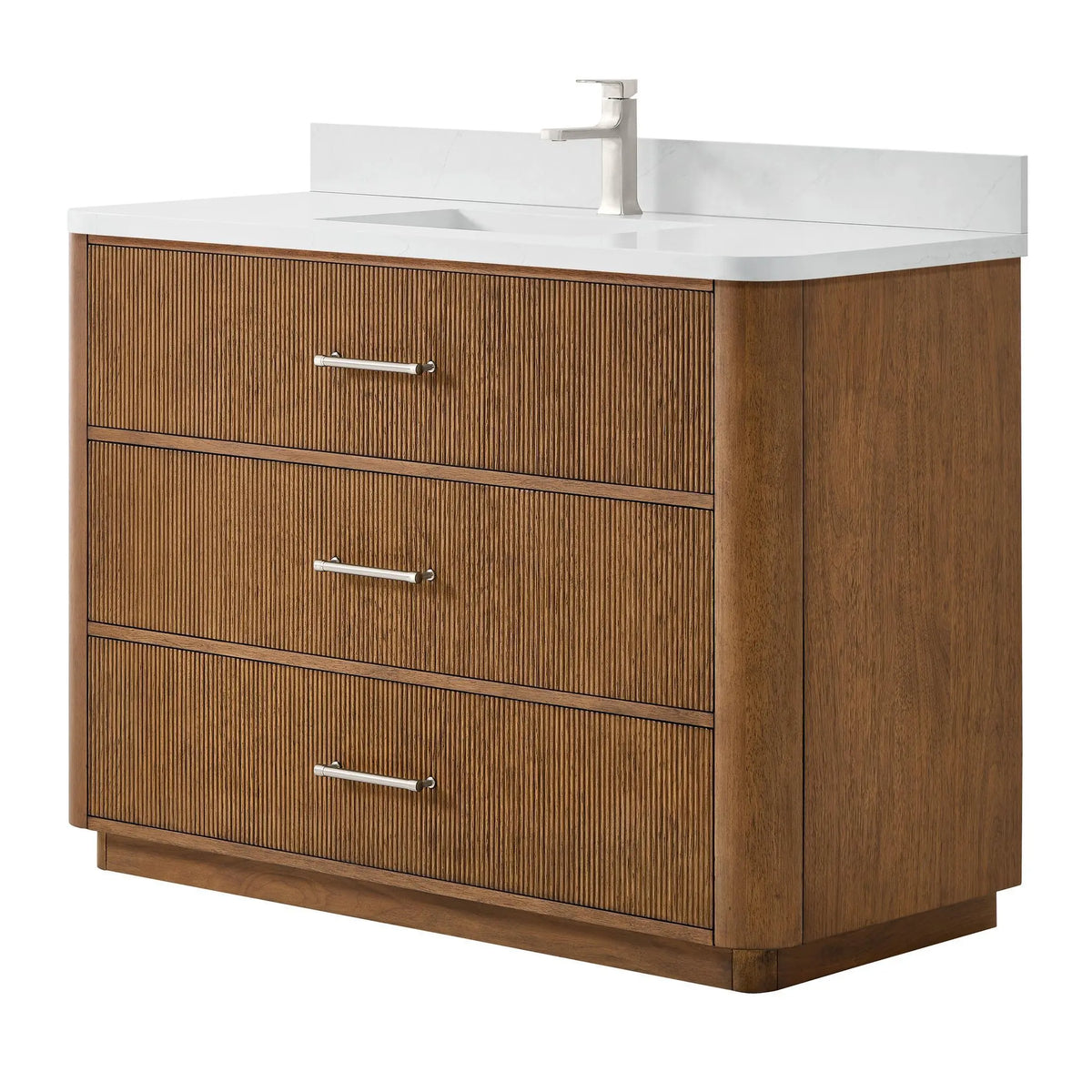 48" Francesca Single Bathroom Vanity Toasted Walnut Brushed Nickel Trim by wyndham View 5