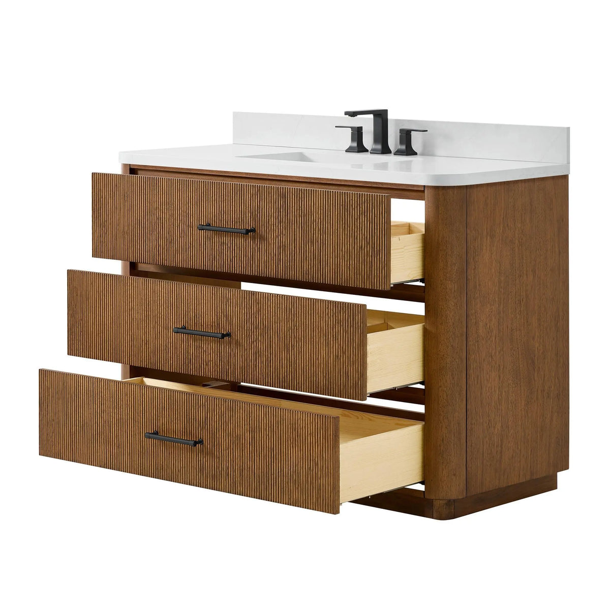 48" Francesca Single Bathroom Vanity Toasted Walnut Matte Black Trim by wyndham View 8