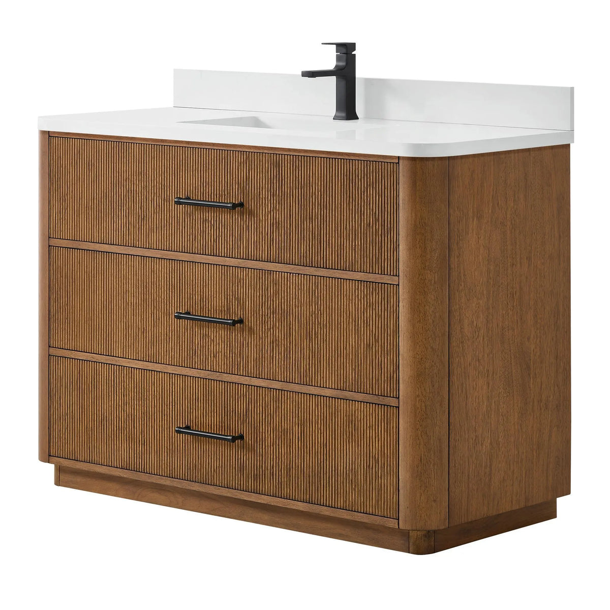 48" Francesca Single Bathroom Vanity Toasted Walnut Matte Black Trim by wyndham View 15