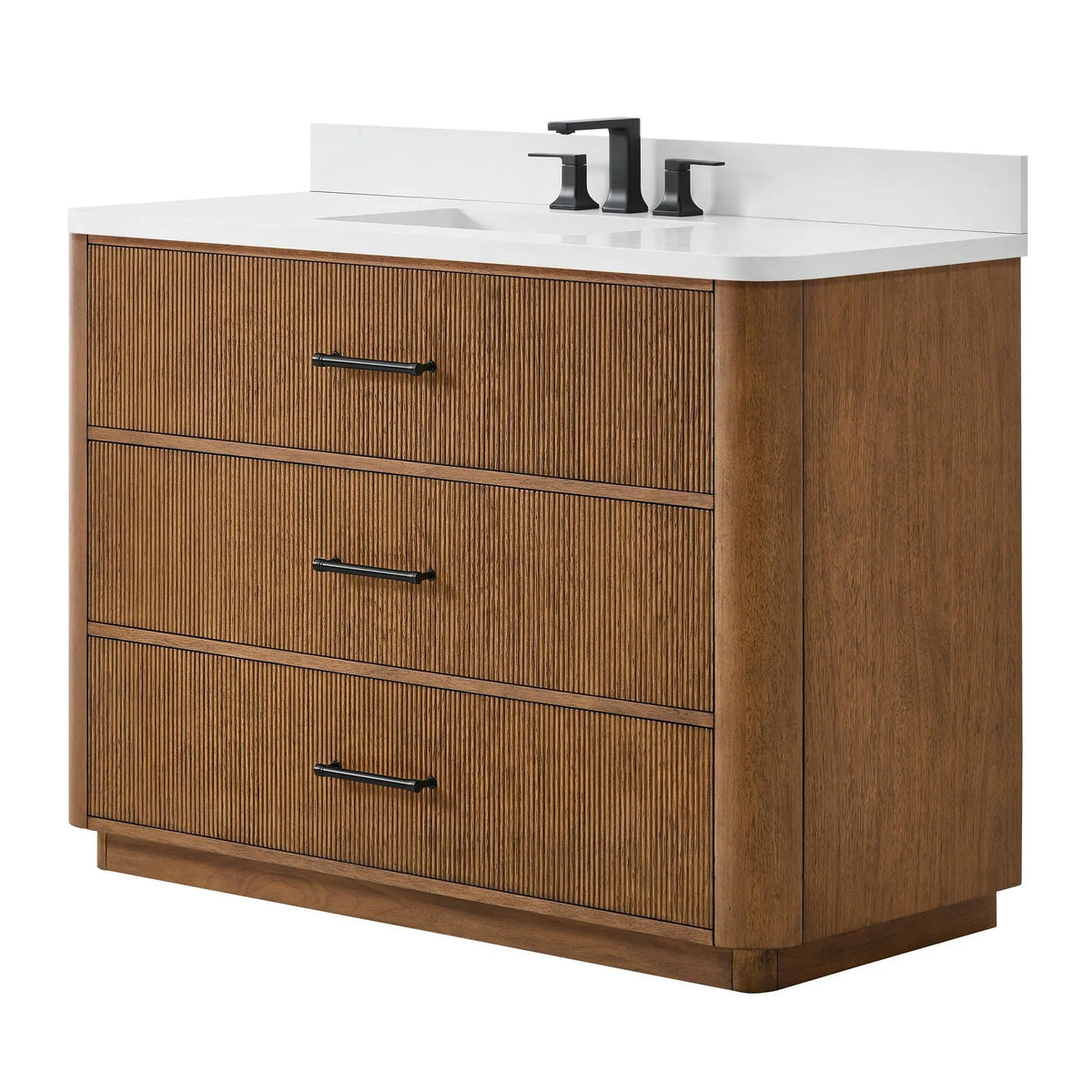 48" Francesca Single Bathroom Vanity Toasted Walnut Matte Black Trim by wyndham View 20