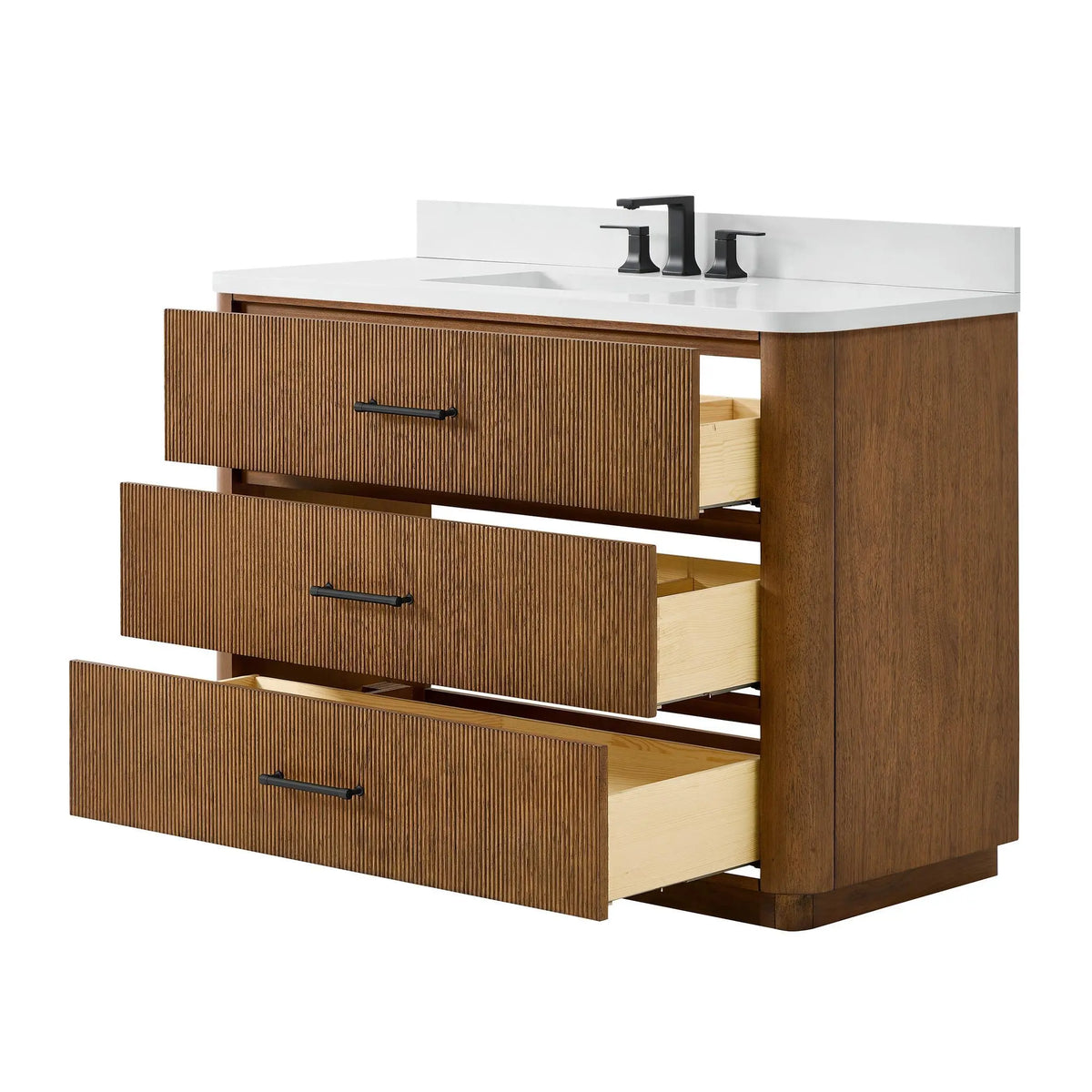 48" Francesca Single Bathroom Vanity Toasted Walnut Matte Black Trim by wyndham View 18