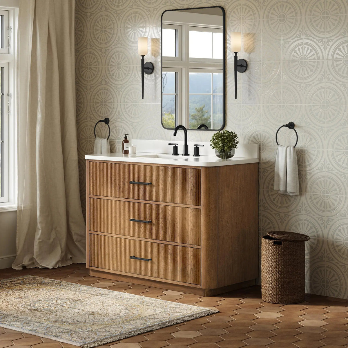 48" Francesca Single Bathroom Vanity Toasted Walnut Matte Black Trim by wyndham View 17