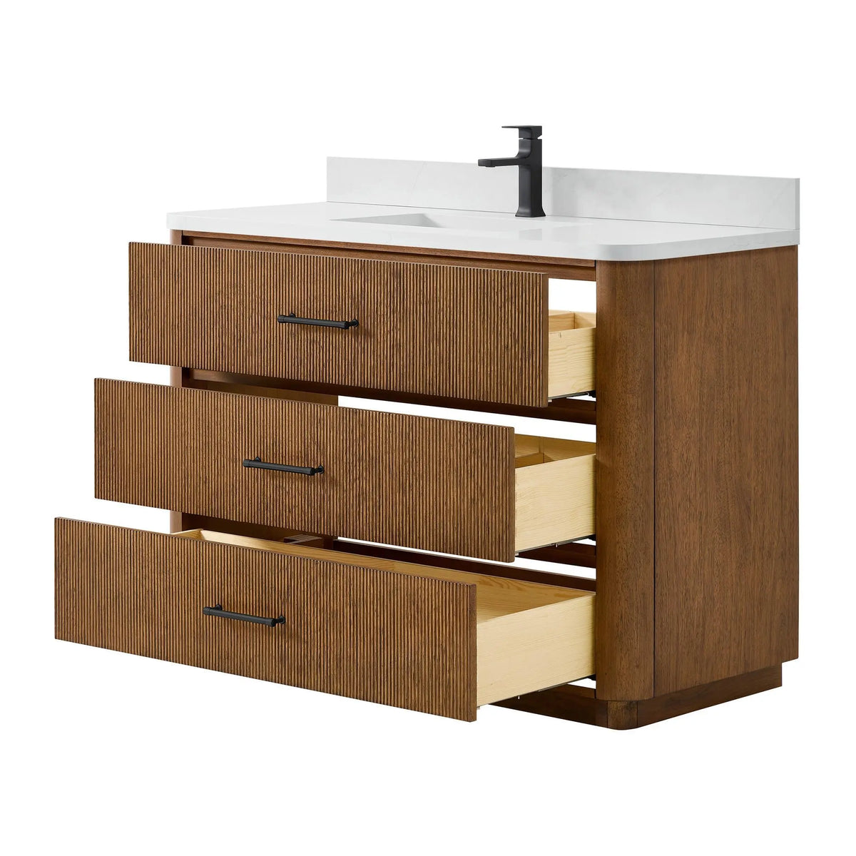 48" Francesca Single Bathroom Vanity Toasted Walnut Matte Black Trim by wyndham View 3