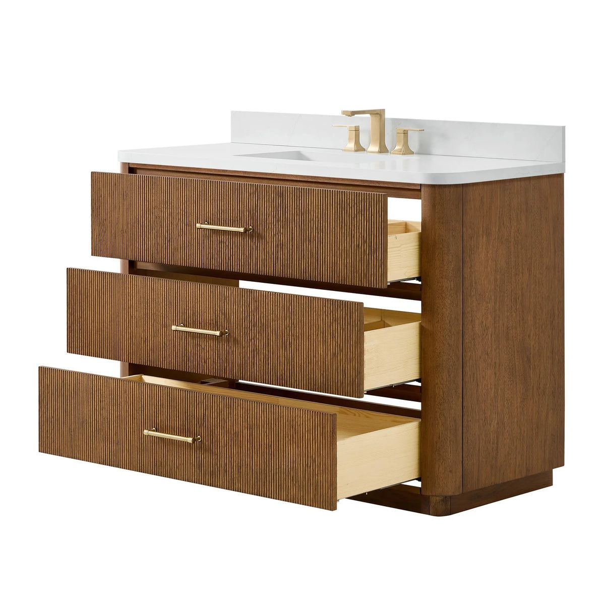 48" Francesca Single Bathroom Vanity Toasted Walnut Satin Bronze Trim by wyndham View 8