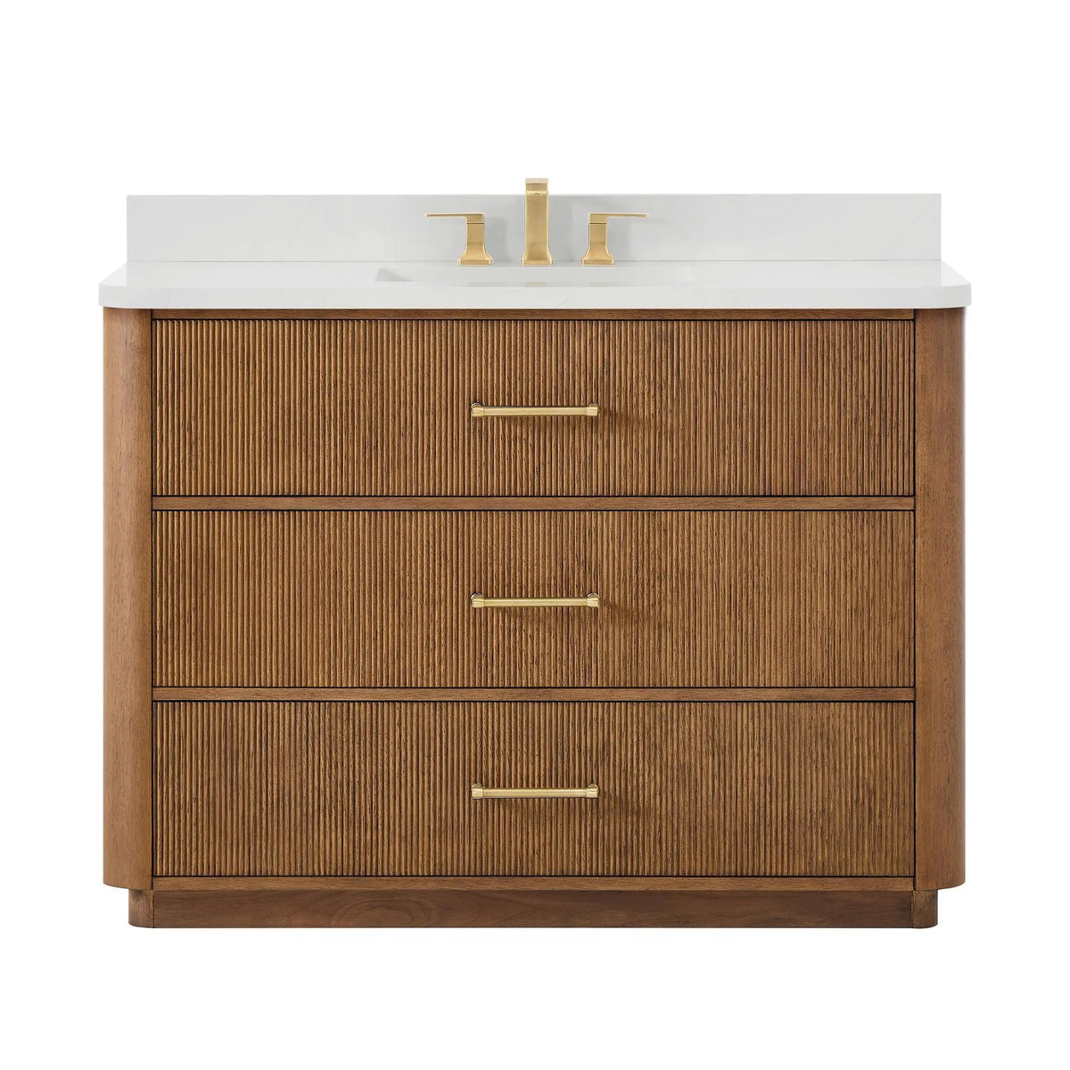 48" Francesca Single Bathroom Vanity Toasted Walnut Satin Bronze Trim by wyndham View 6