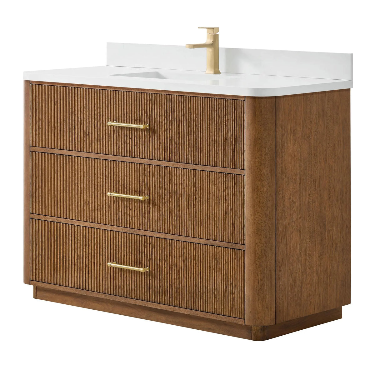 48" Francesca Single Bathroom Vanity Toasted Walnut Satin Bronze Trim by wyndham View 15