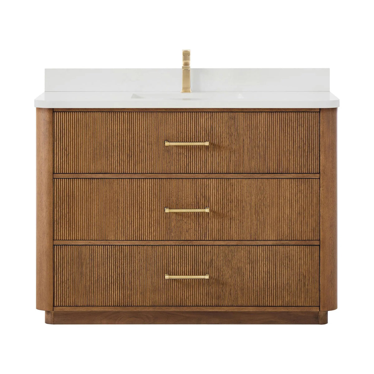 48" Francesca Single Bathroom Vanity Toasted Walnut Satin Bronze Trim by wyndham View 11