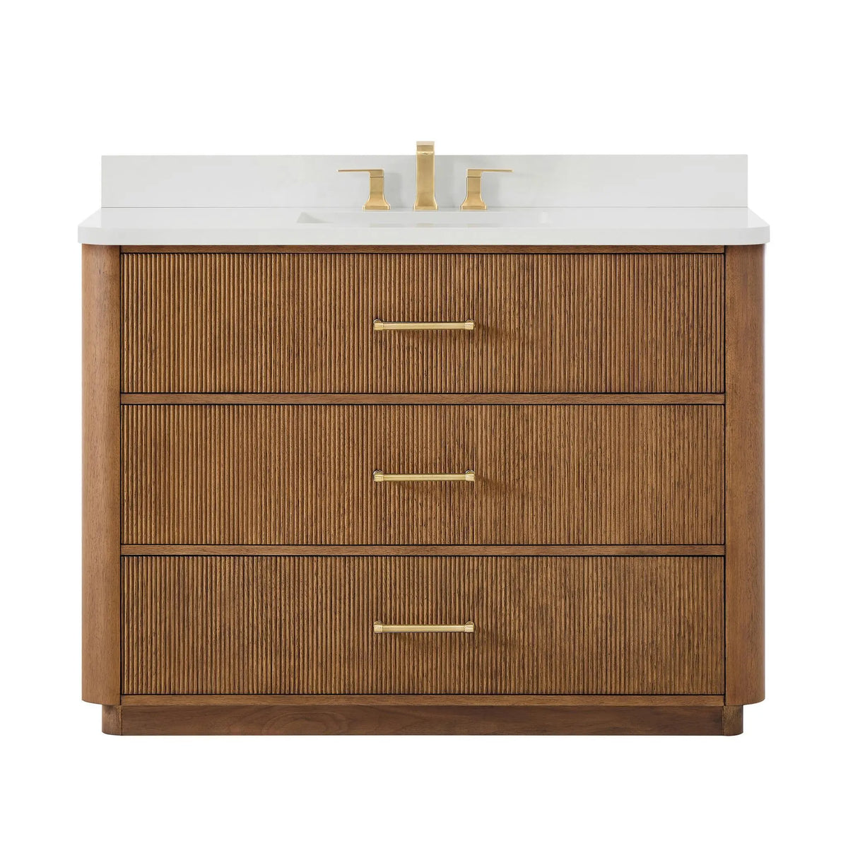 48" Francesca Single Bathroom Vanity Toasted Walnut Satin Bronze Trim by wyndham View 16