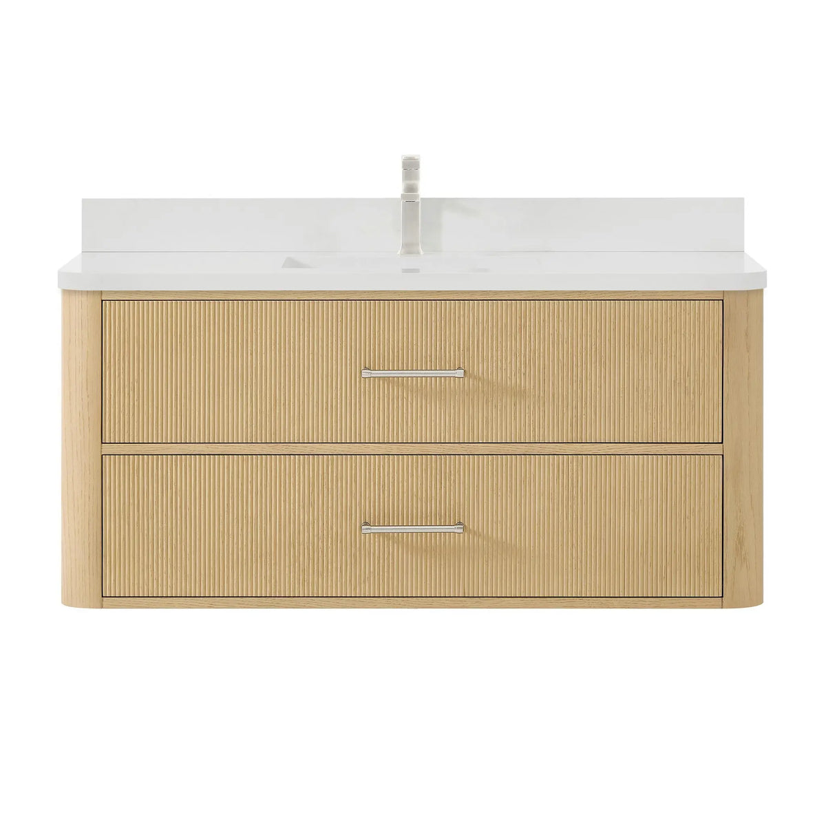 48" Francesca Single Wall Mounted Bathroom Vanity Scandinavian Oak Brushed Nickel Trim by wyndham View 11