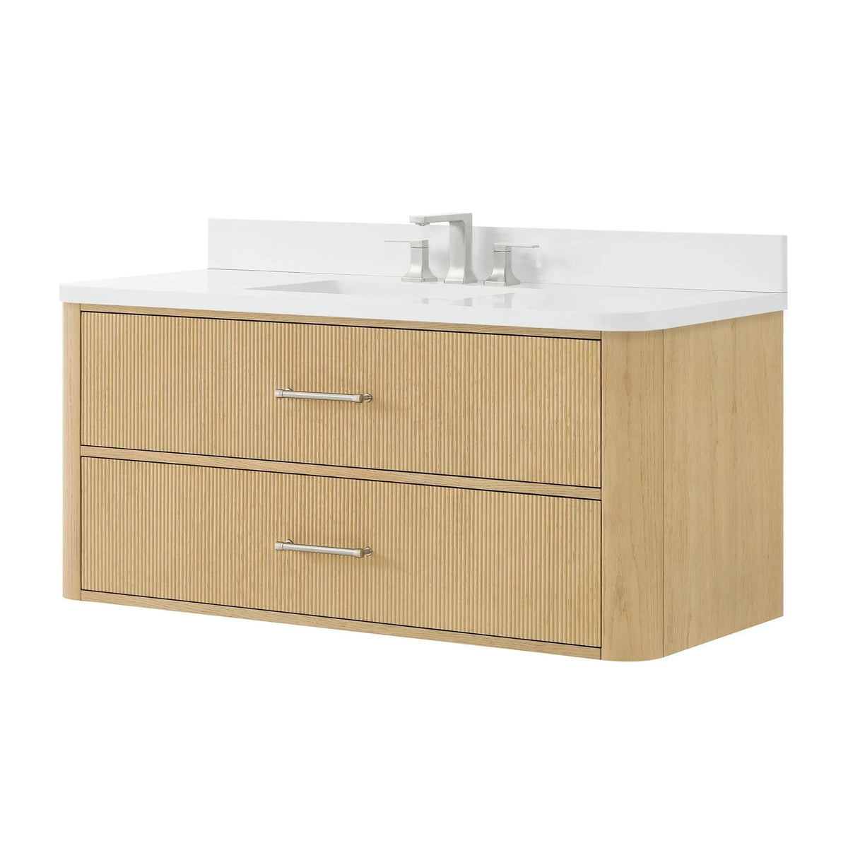 48" Francesca Single Wall Mounted Bathroom Vanity Scandinavian Oak Brushed Nickel Trim by wyndham View 20