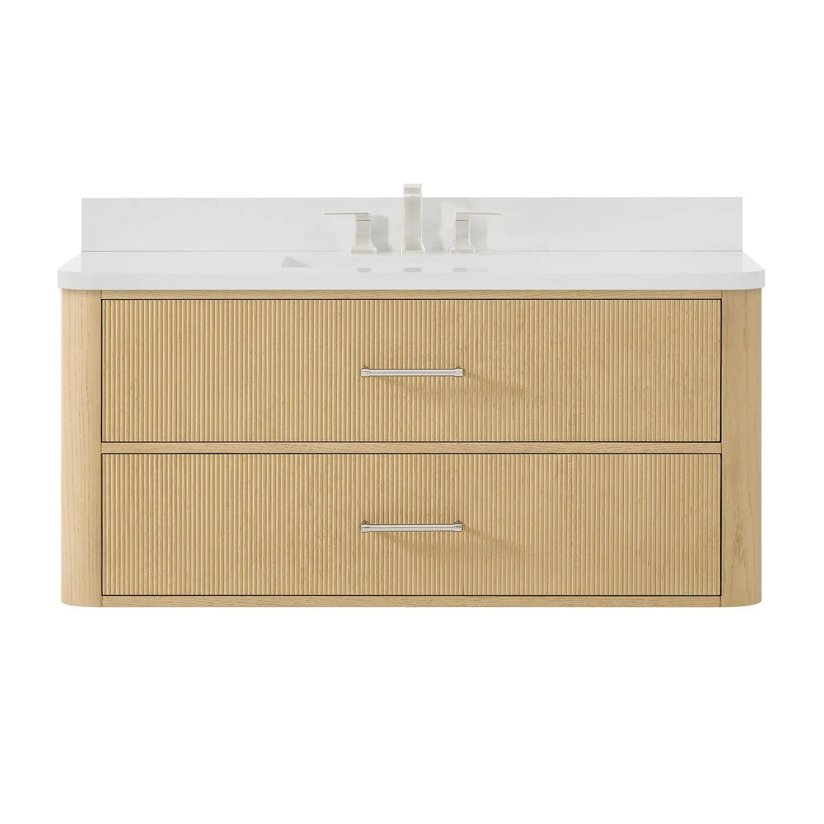 48" Francesca Single Wall Mounted Bathroom Vanity Scandinavian Oak Brushed Nickel Trim by wyndham View 16