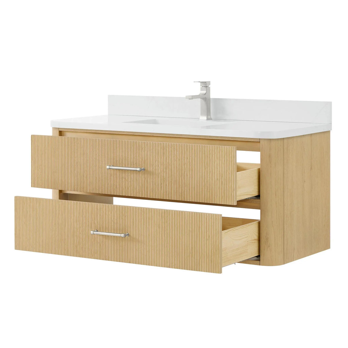 48" Francesca Single Wall Mounted Bathroom Vanity Scandinavian Oak Brushed Nickel Trim by wyndham View 3