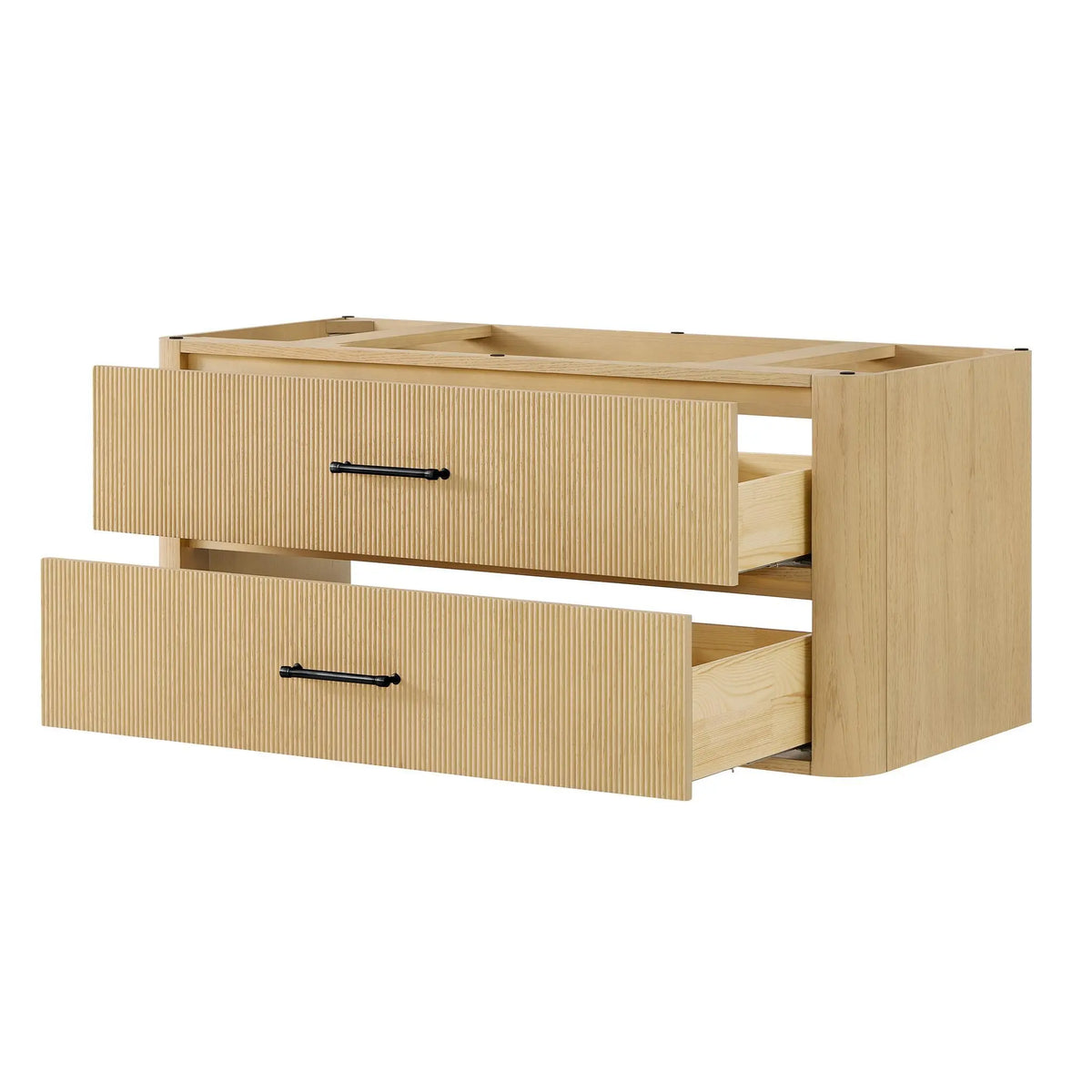 48" Francesca Single Wall Mounted Bathroom Vanity Scandinavian Oak Matte Black Trim by wyndham View 22