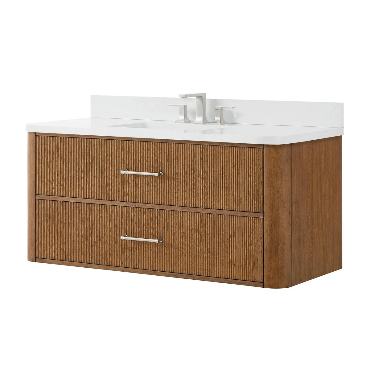48" Francesca Single Wall Mounted Bathroom Vanity Toasted Walnut Brushed Nickel Trim by wyndham View 10