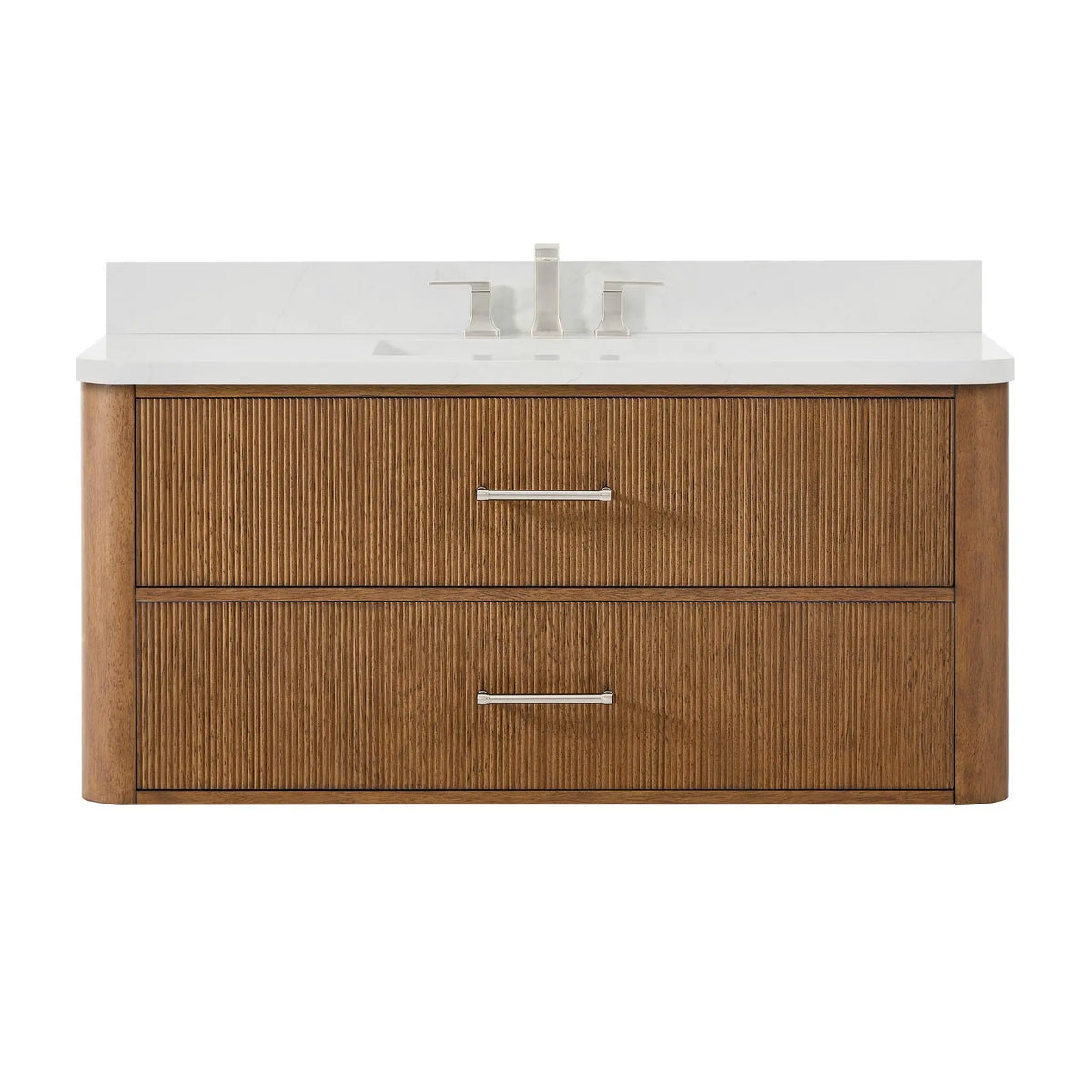 48" Francesca Single Wall Mounted Bathroom Vanity Toasted Walnut Brushed Nickel Trim by wyndham View 6
