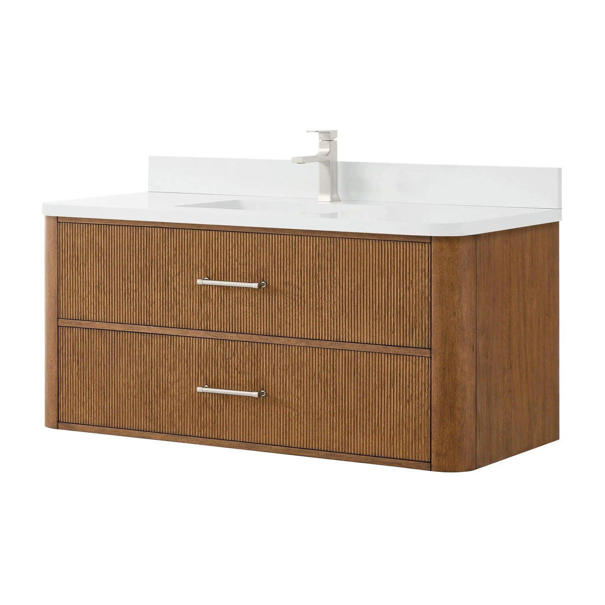 48" Francesca Single Wall Mounted Bathroom Vanity Toasted Walnut Brushed Nickel Trim by wyndham View 15