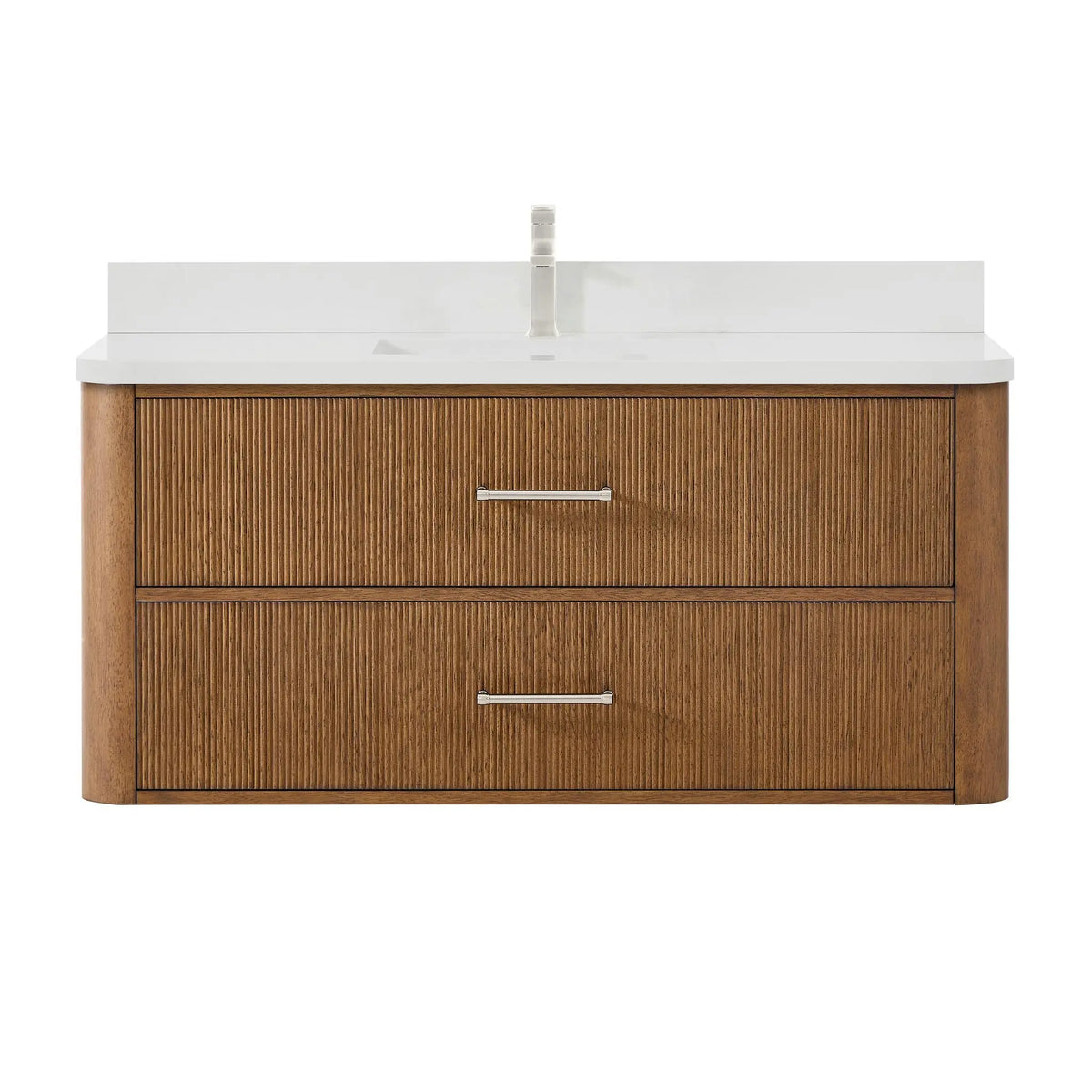48" Francesca Single Wall Mounted Bathroom Vanity Toasted Walnut Brushed Nickel Trim by wyndham View 11