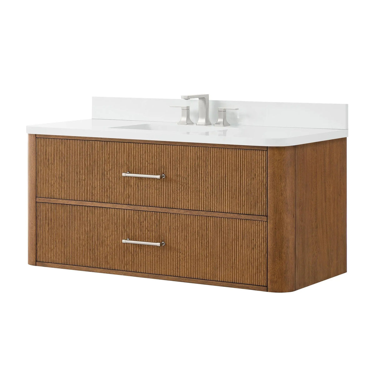 48" Francesca Single Wall Mounted Bathroom Vanity Toasted Walnut Brushed Nickel Trim by wyndham View 20