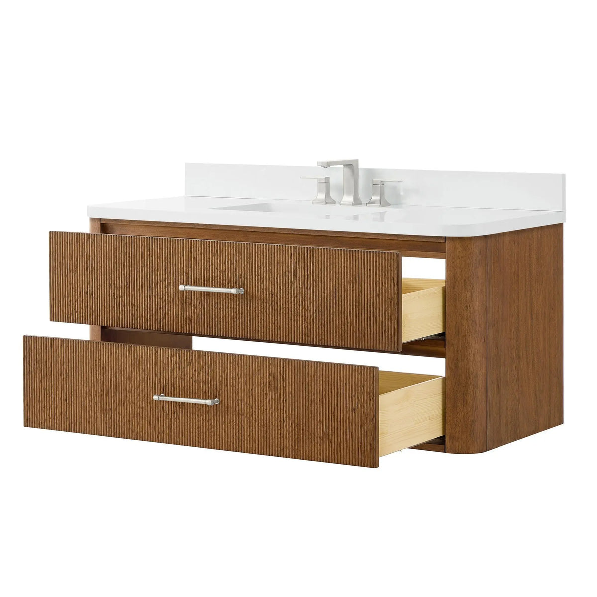 48" Francesca Single Wall Mounted Bathroom Vanity Toasted Walnut Brushed Nickel Trim by wyndham View 18