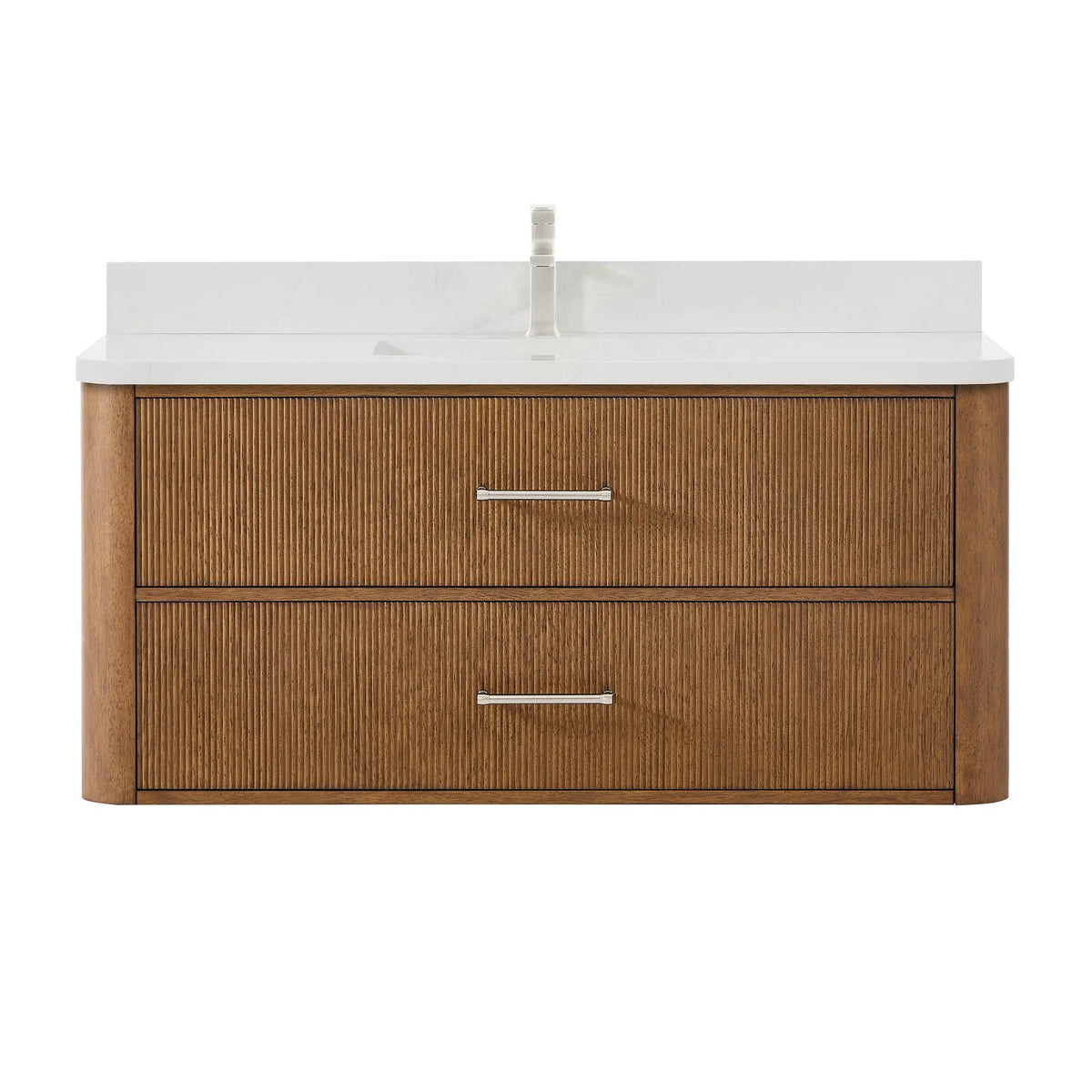 48" Francesca Single Wall Mounted Bathroom Vanity Toasted Walnut Brushed Nickel Trim by wyndham View 1