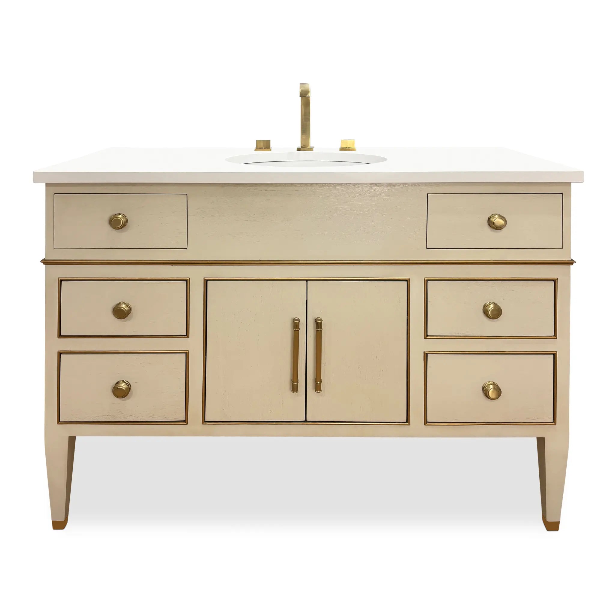 48" Glenbrook Sink Chest - Linen with Gold Accents by Ambella Home image