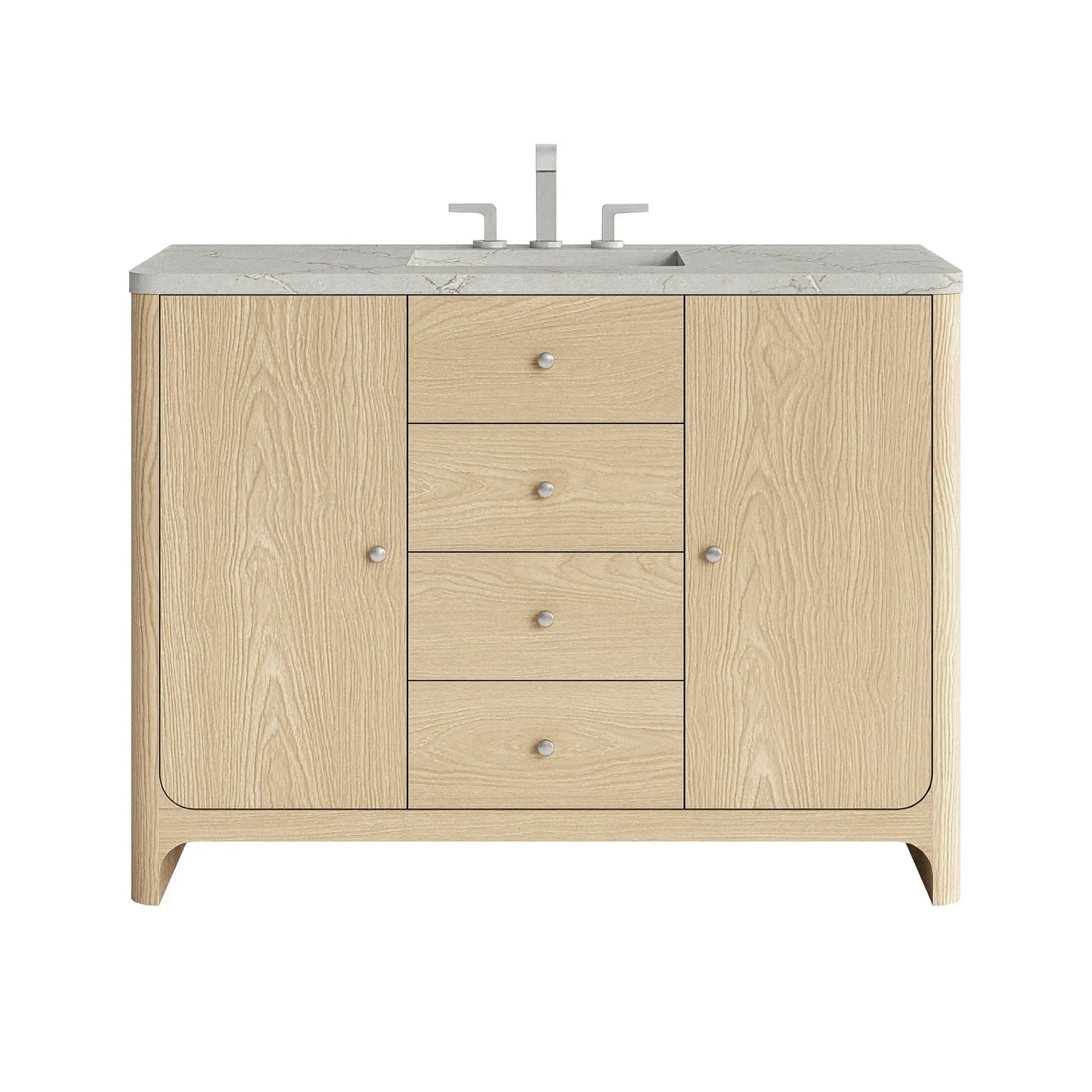 48 Gracyn Single Vanity In Coastal Driftwood Power Enabled Victorian Silver Silestone 8 Widespread 1