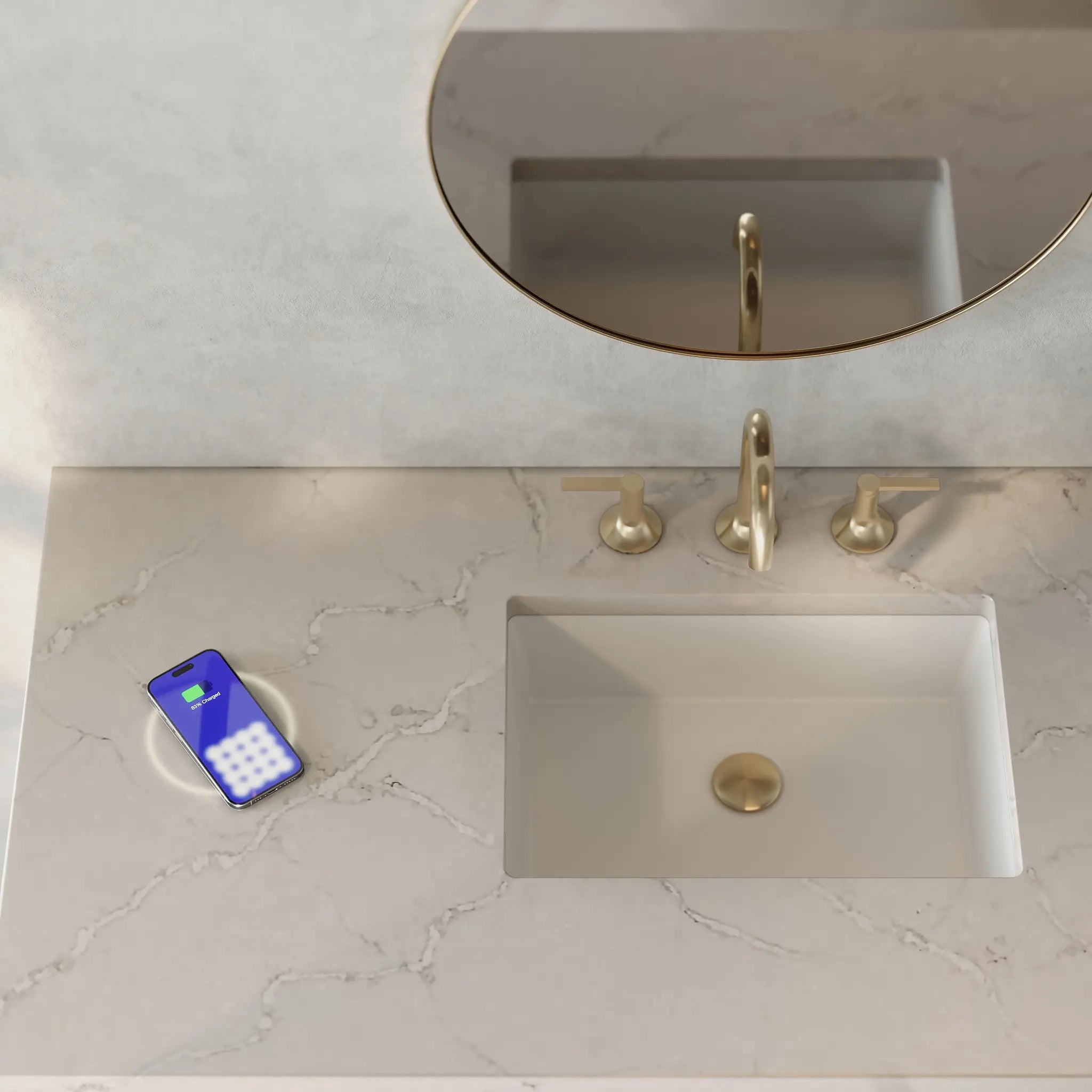 48 Gracyn Single Vanity In Coastal Driftwood Power Enabled Victorian Silver Silestone 8 Widespread 2