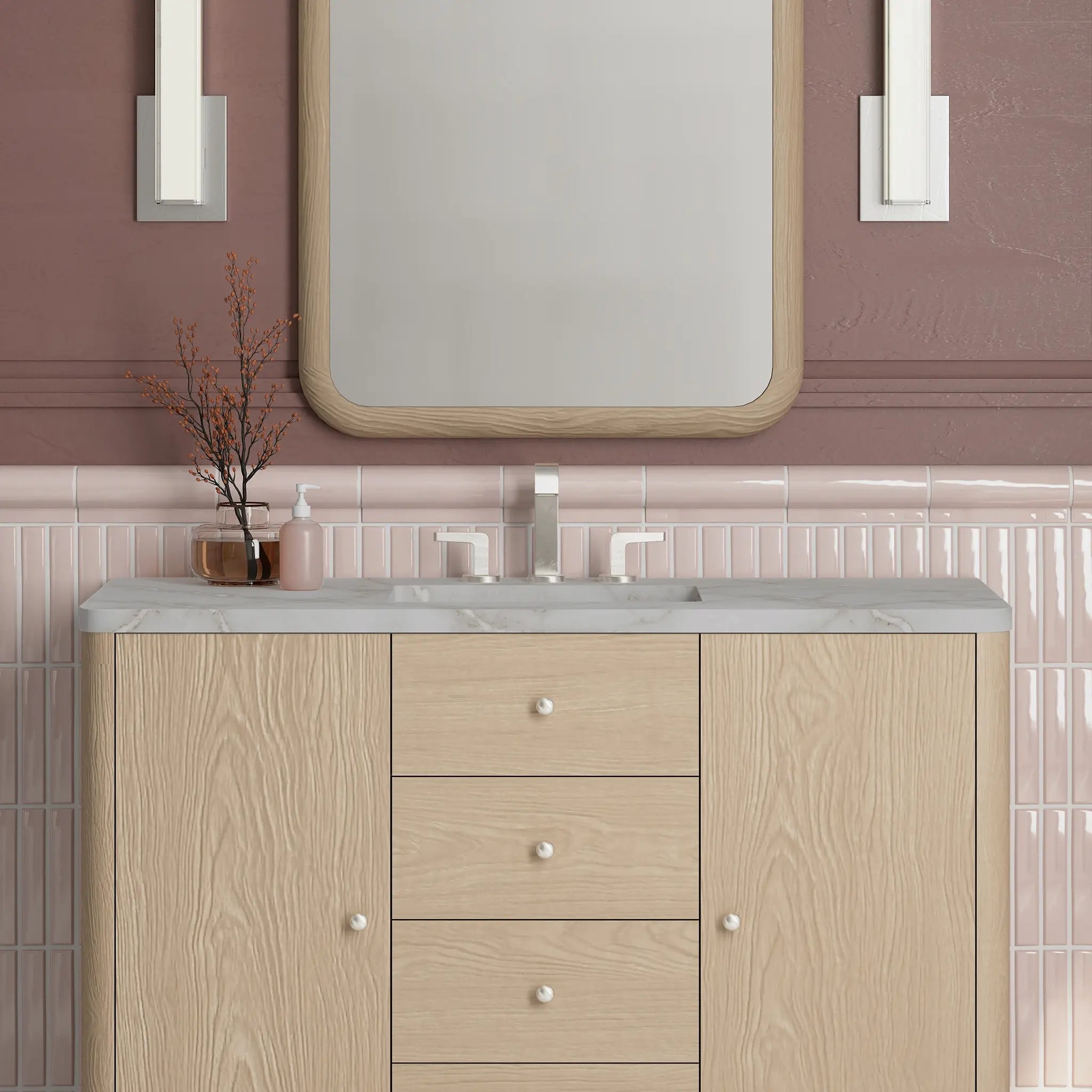 48 Gracyn Single Vanity In Coastal Driftwood Power Enabled Victorian Silver Silestone 8 Widespread 5