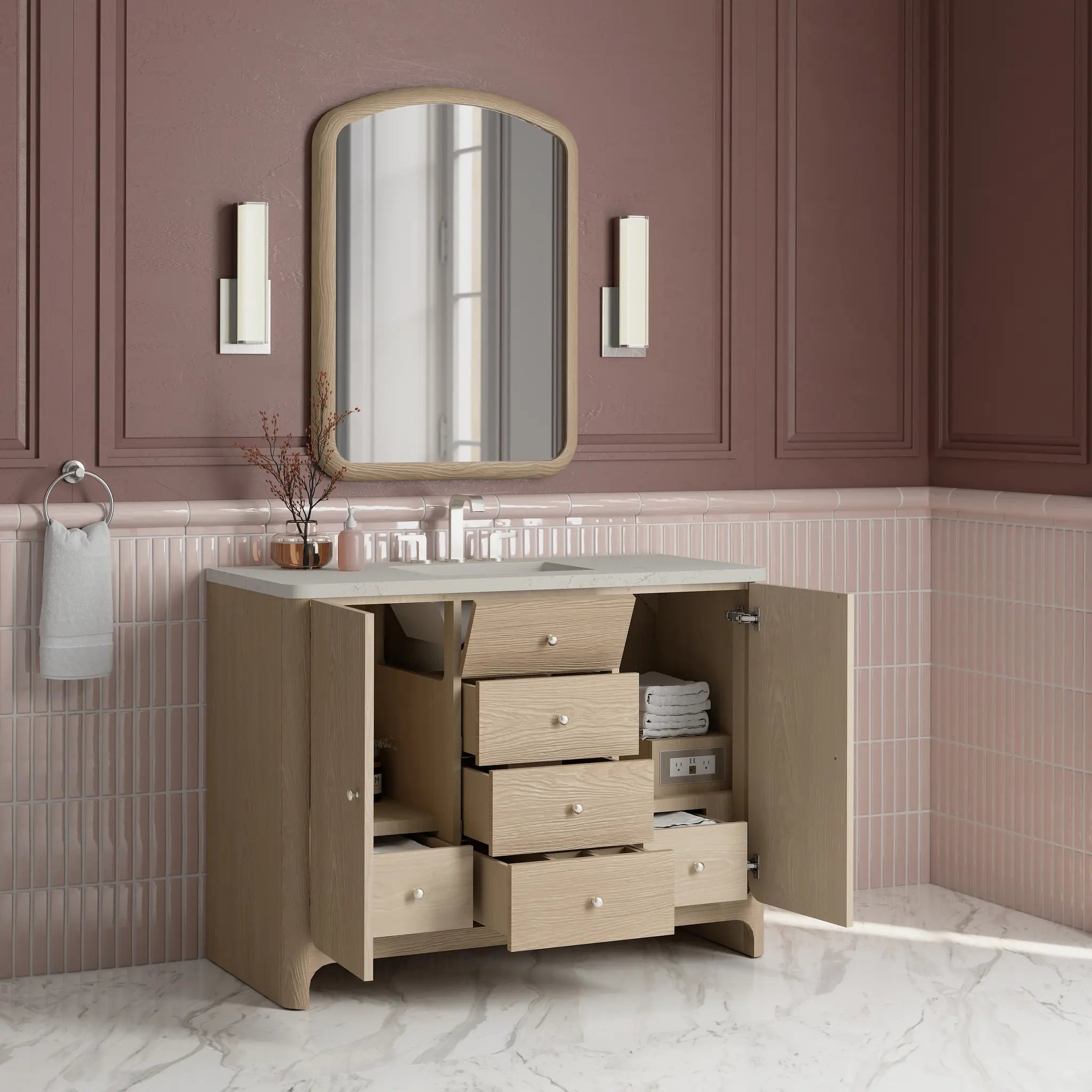 48 Gracyn Single Vanity In Coastal Driftwood Standard Siberian Silestone 8 Widespread 4