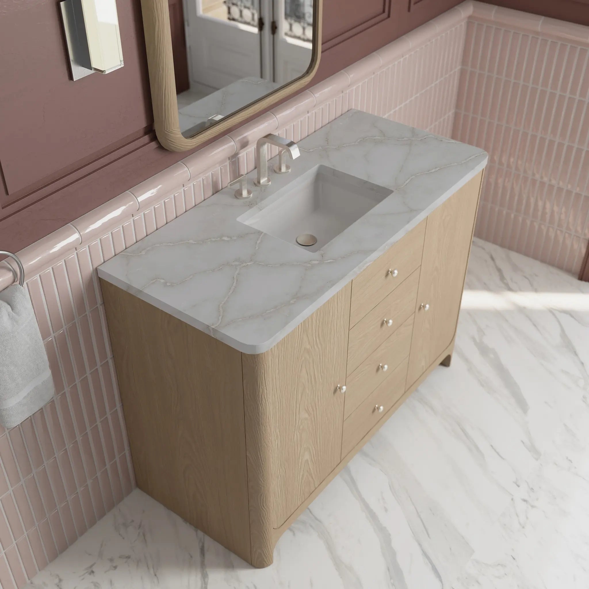 48 Gracyn Single Vanity In Coastal Driftwood Standard Victorian Silver Silestone 8 Widespread 6