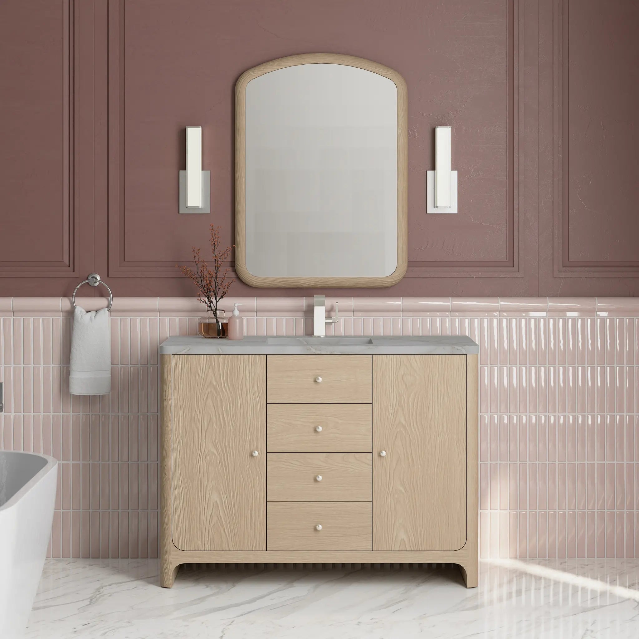 48 Gracyn Single Vanity In Coastal Driftwood Standard Victorian Silver Silestone Single Hole 3