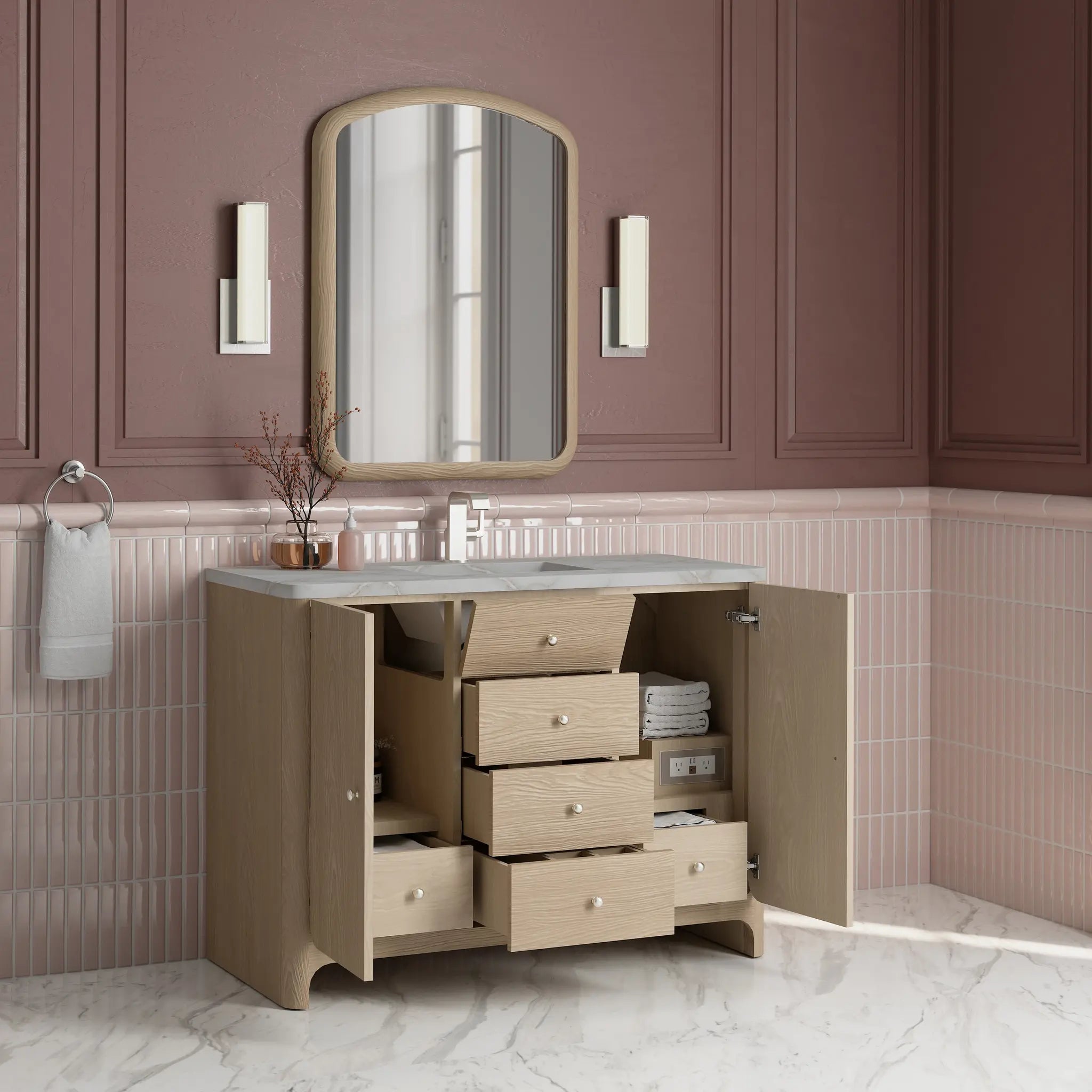 48 Gracyn Single Vanity In Coastal Driftwood Standard Victorian Silver Silestone Single Hole 5