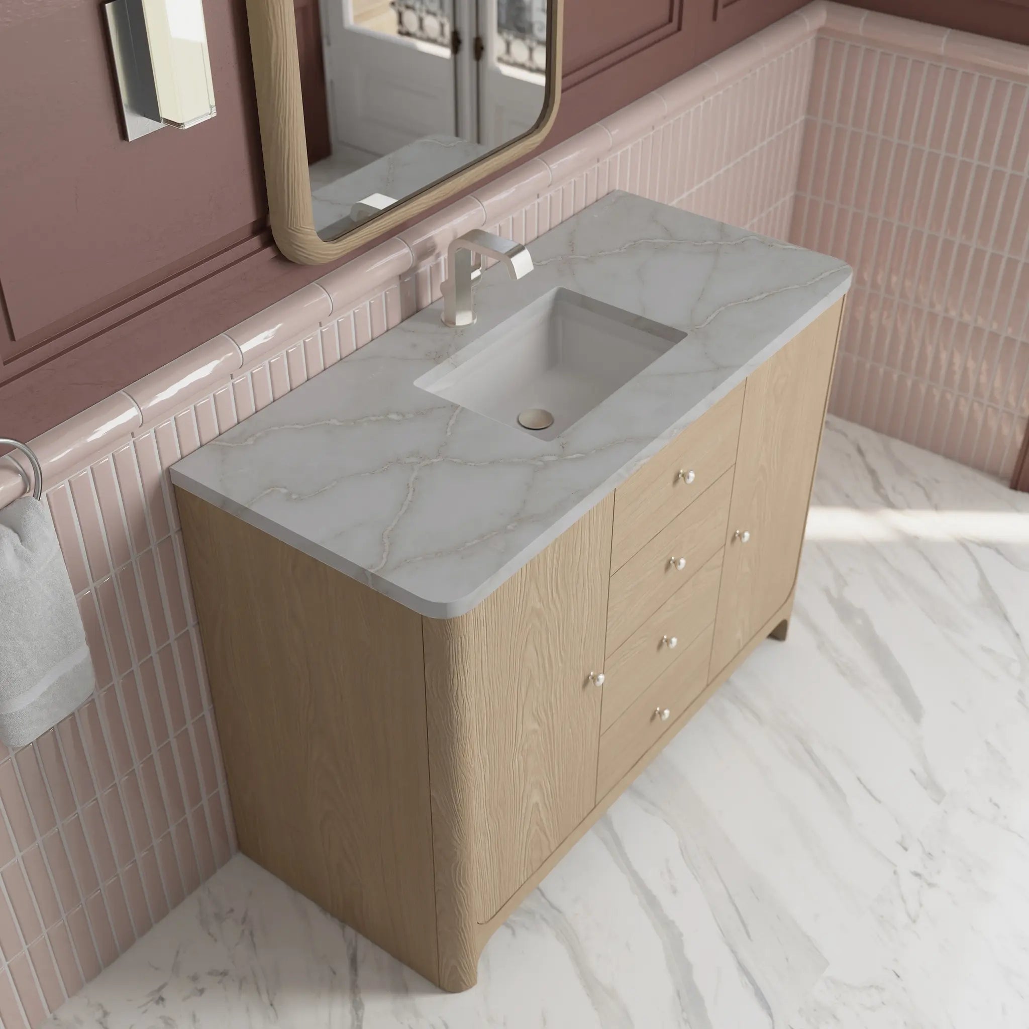 48 Gracyn Single Vanity In Coastal Driftwood Standard Victorian Silver Silestone Single Hole 7