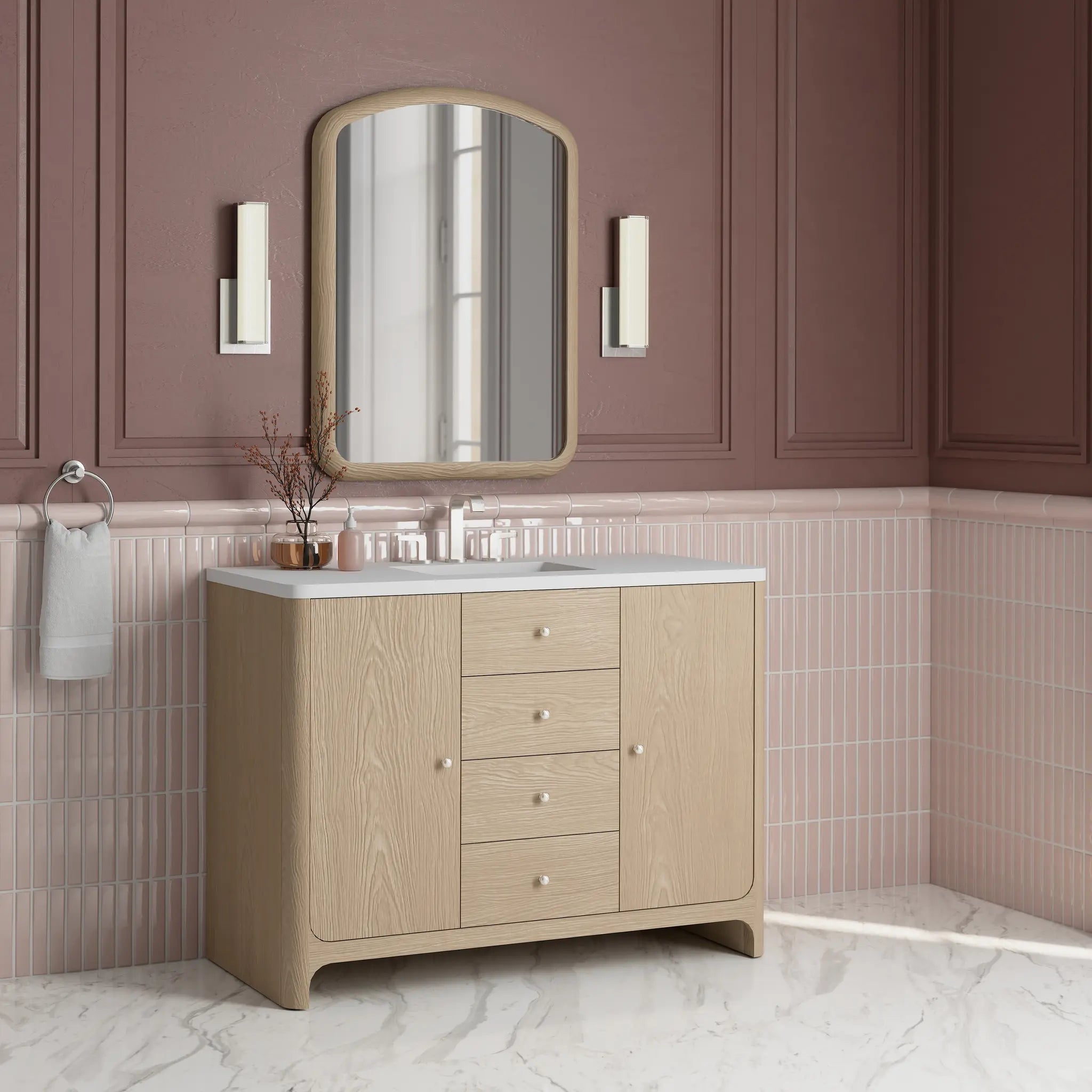 48 Gracyn Single Vanity In Coastal Driftwood Standard White Zeus Silestone 8 Widespread 3