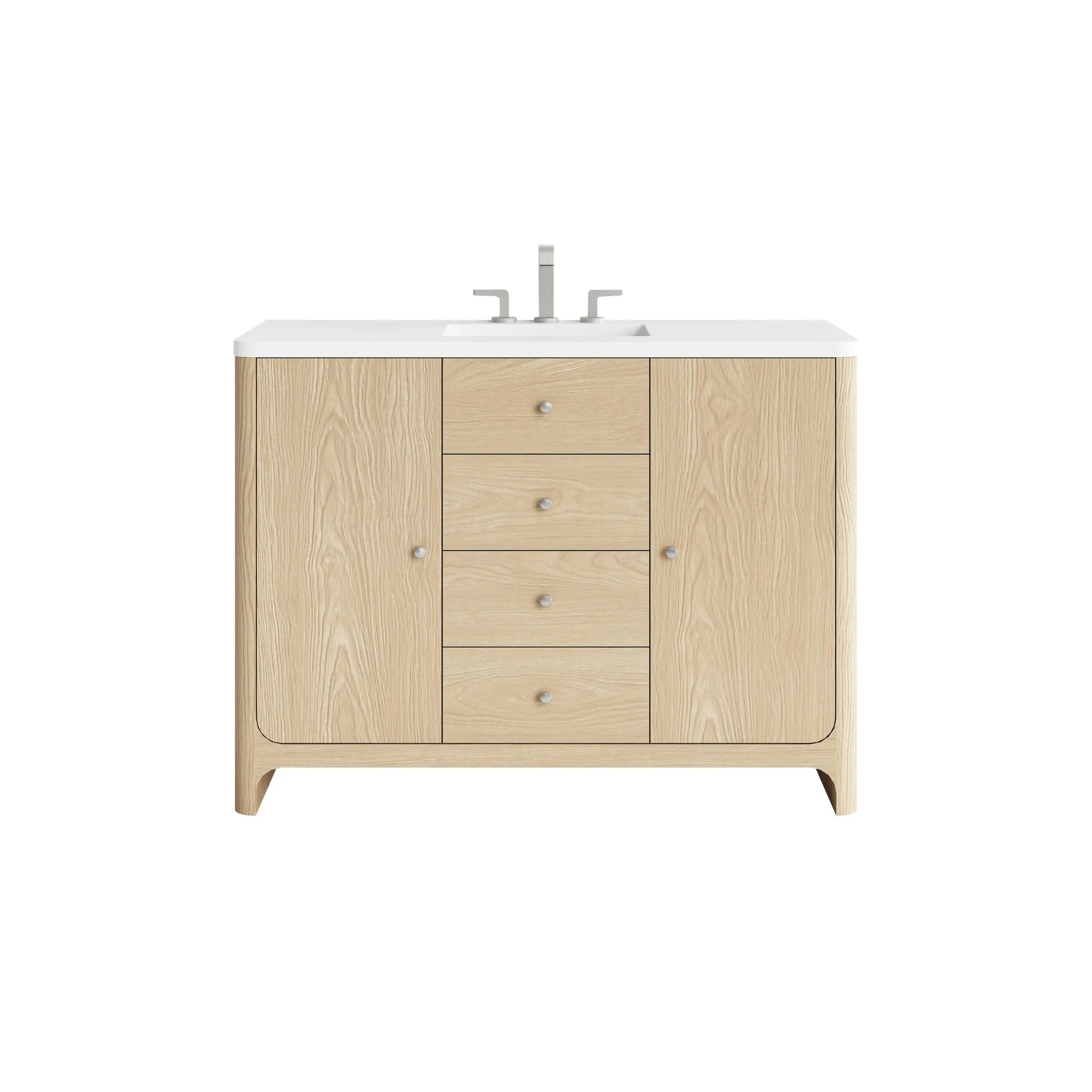 48" Gracyn Single Vanity in Coastal Driftwood-White Zeus Silestone-8" Widespread image