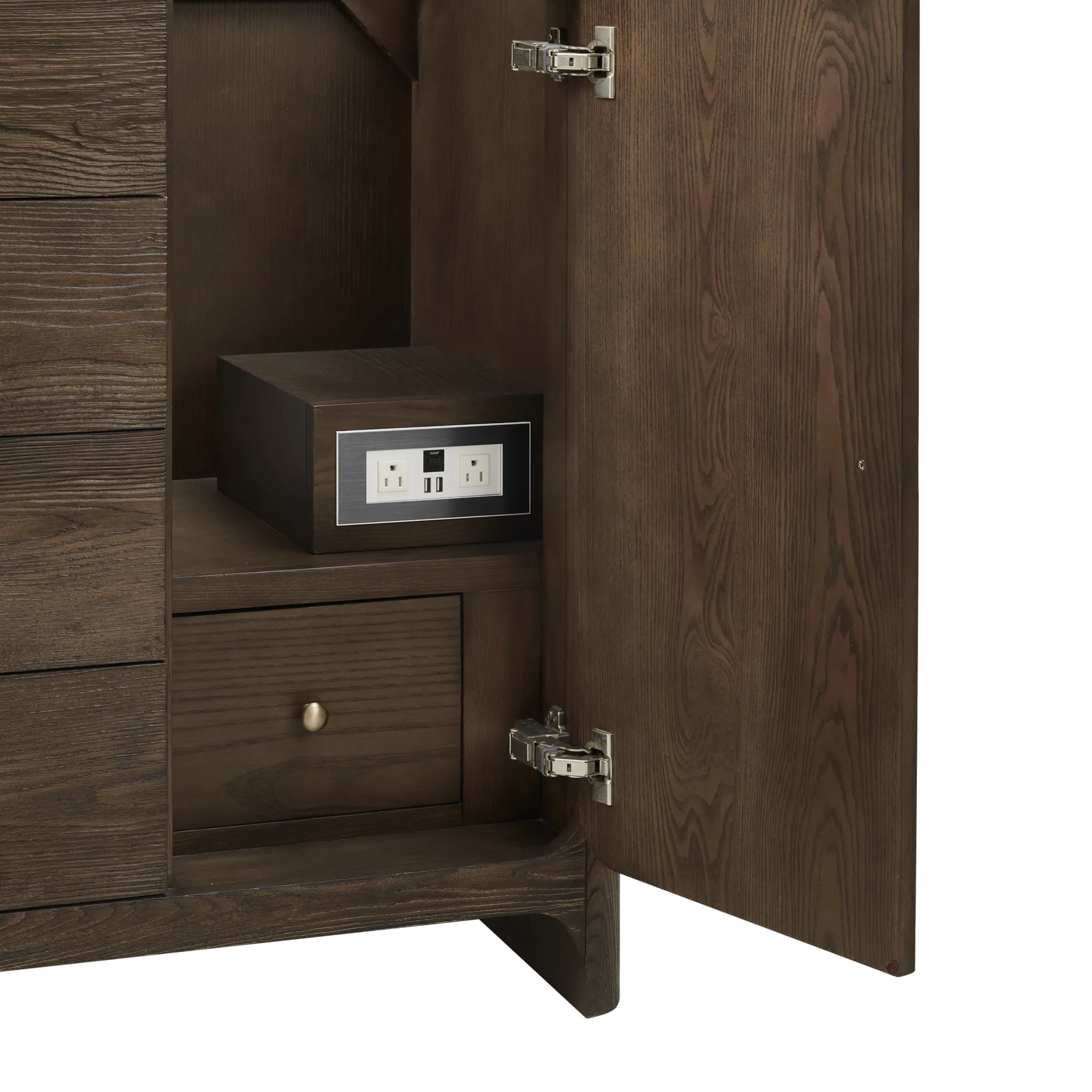 48" Gracyn Single Vanity in Sable in w/ 3 CM Victorian Silver Silestone Top Wireless Charger image 8