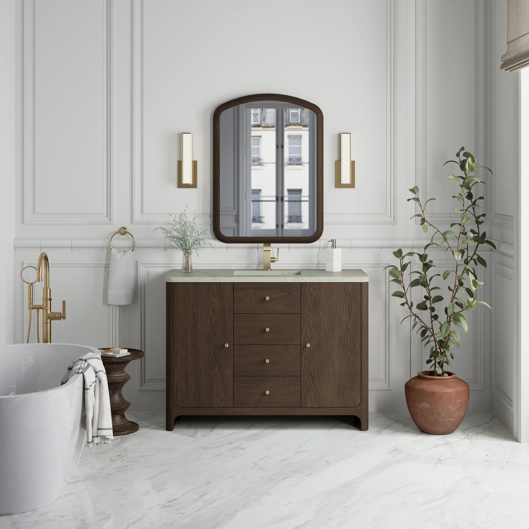 48" Gracyn Single Vanity in Sable-Victorian Silver Silestone-Single Hole image 2