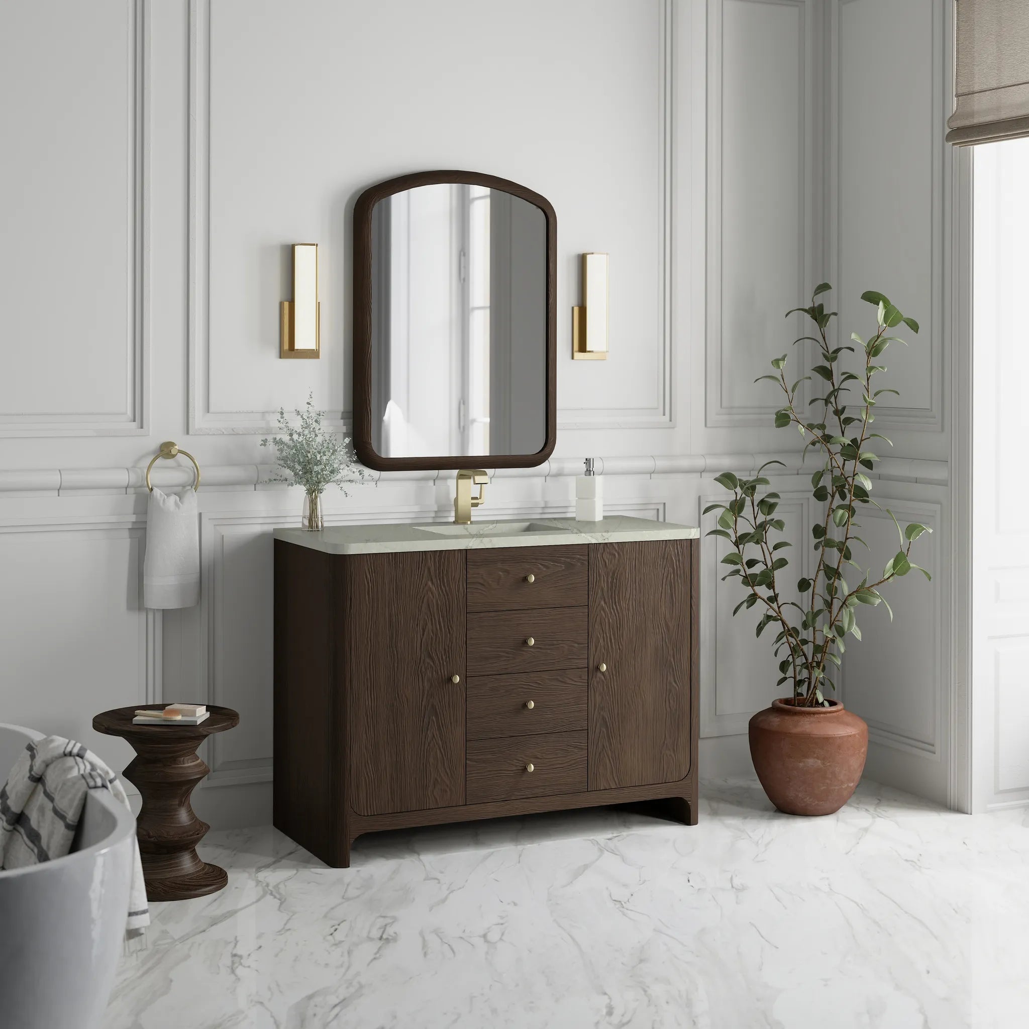 48" Gracyn Single Vanity in Sable-Victorian Silver Silestone-Single Hole image 3