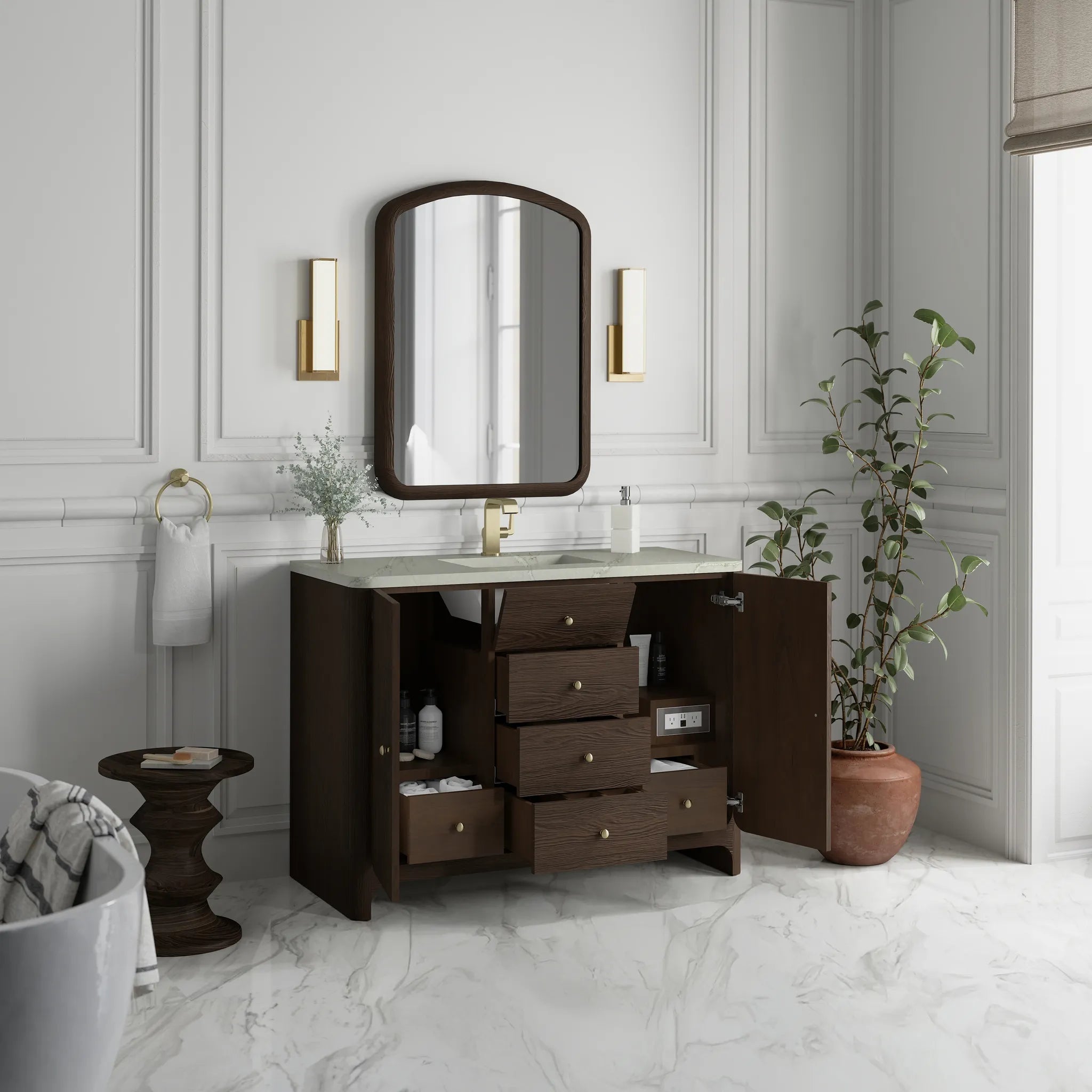 48" Gracyn Single Vanity in Sable-Victorian Silver Silestone-Single Hole image 4