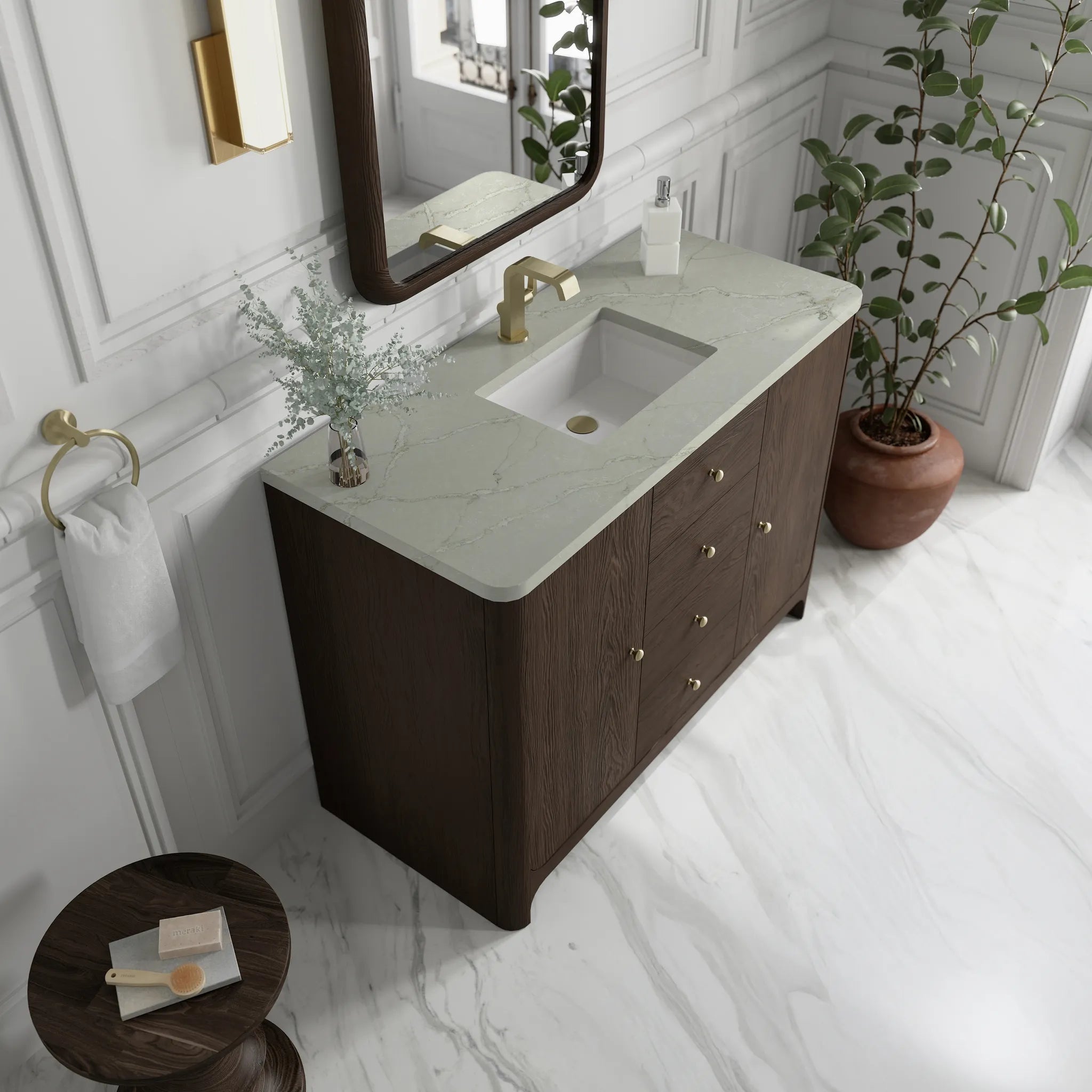 48" Gracyn Single Vanity in Sable-Victorian Silver Silestone-Single Hole image 6