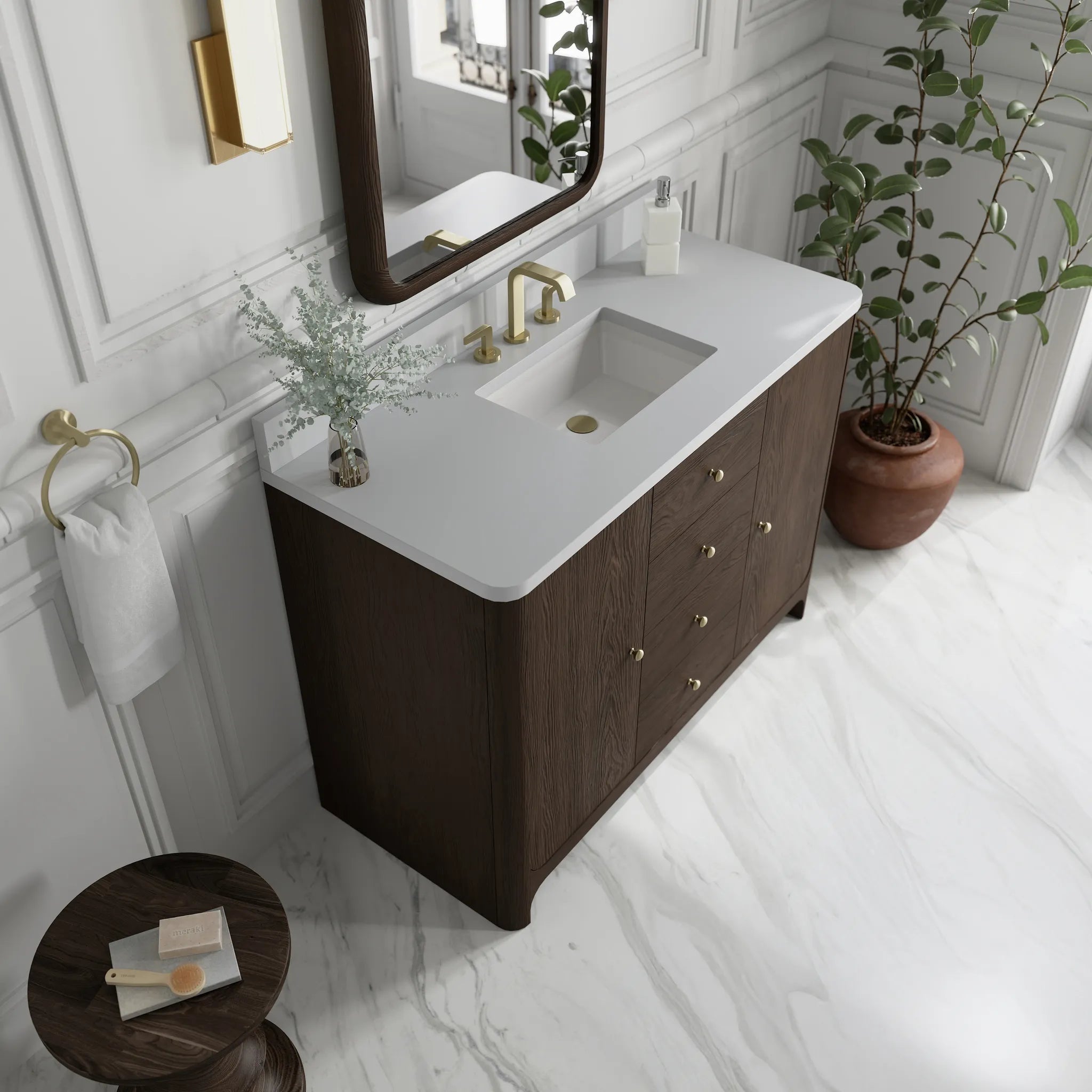 48" Gracyn Single Vanity in Sable-White Zeus Silestone-8" Widespread image 3
