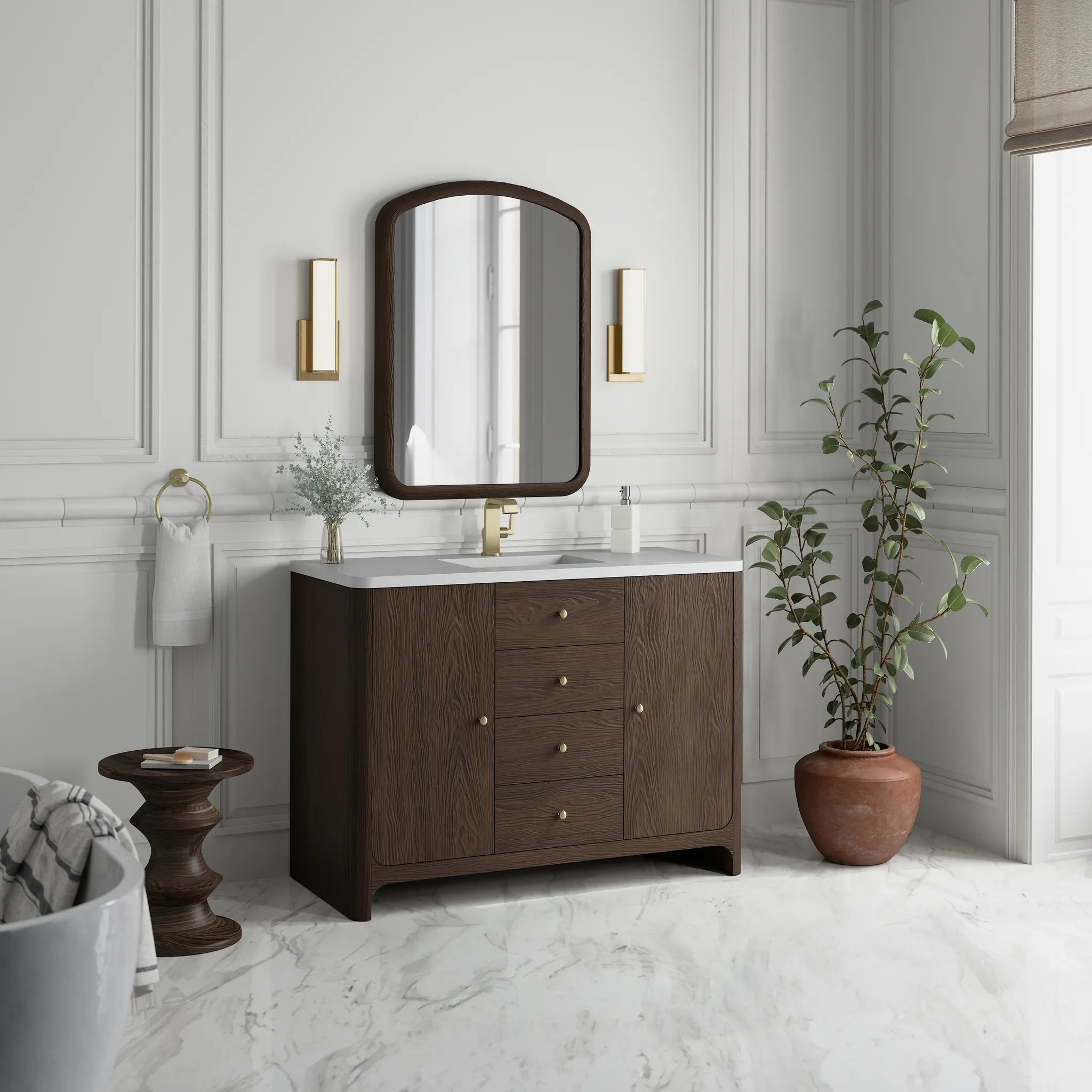 48" Gracyn Single Vanity in Sable-White Zeus Silestone-Single Hole image 3