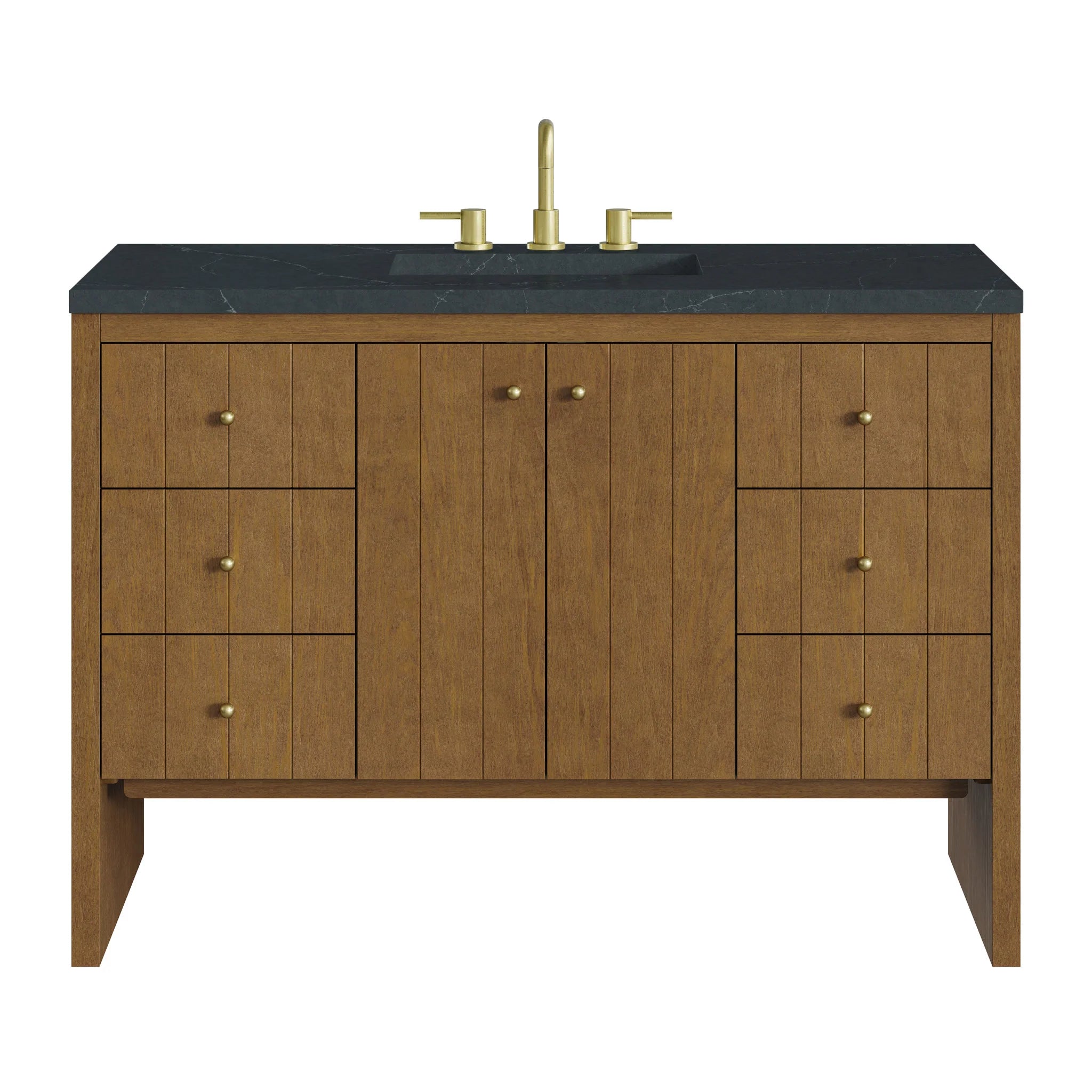 48" Hudson Single Vanity in Honey Oak by James Martin Vanities-Charcoal Soapstone Silestone 