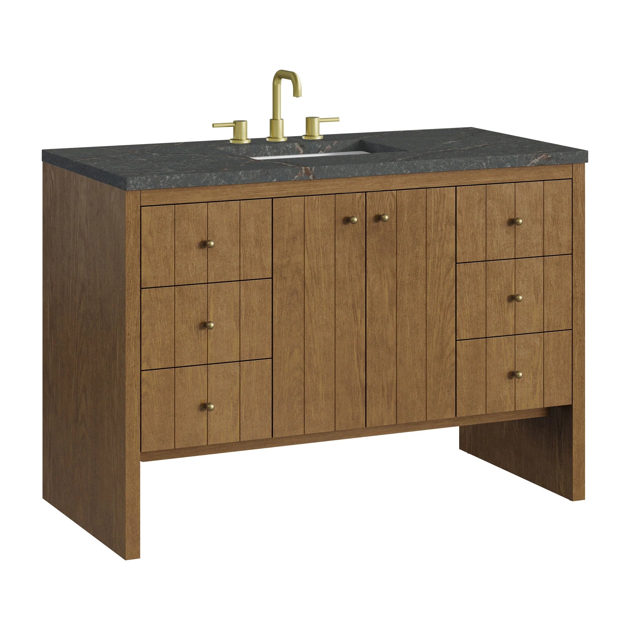 48" Hudson Single Vanity in Honey Oak by James Martin Vanities-Parisien Bleu Silestone 10