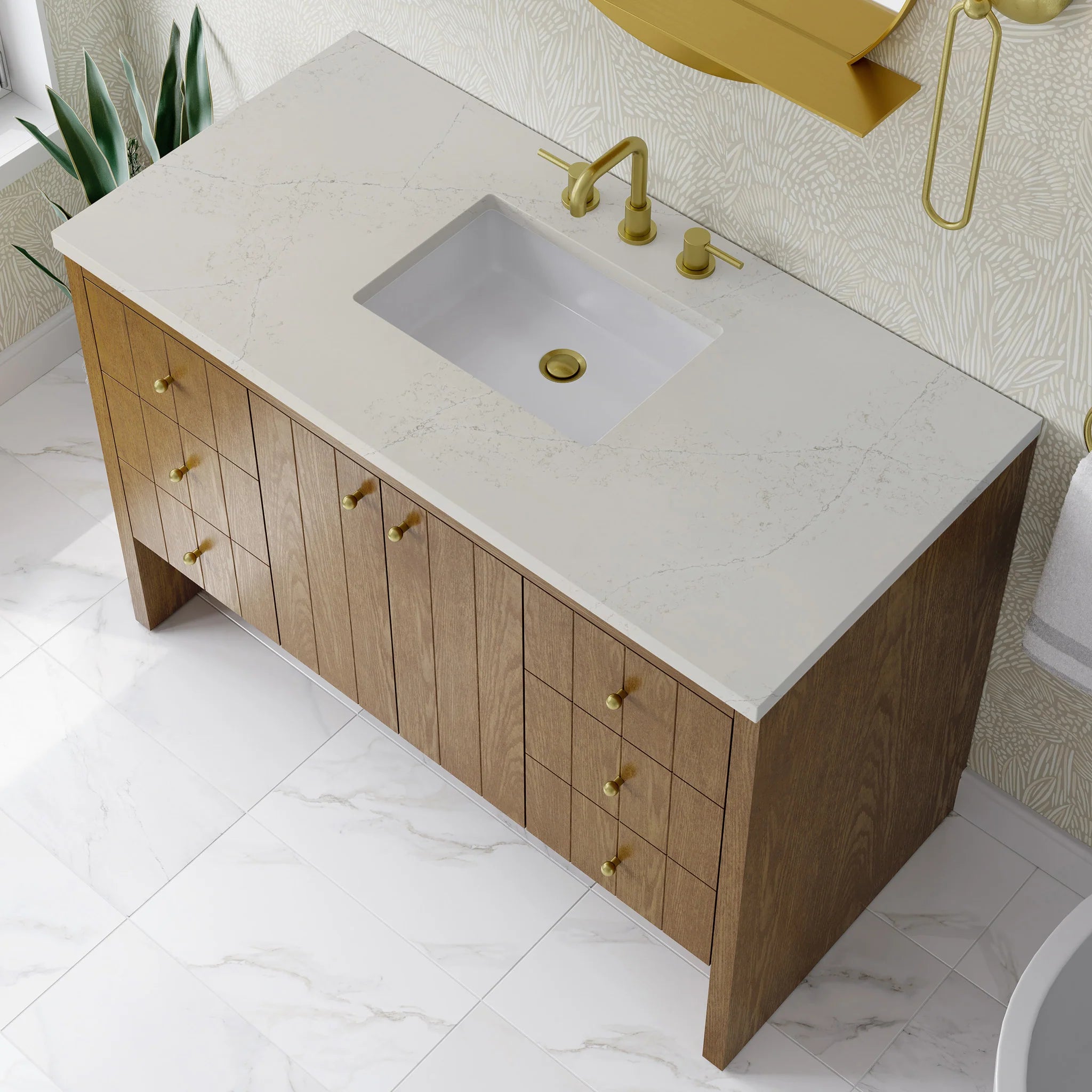 48" Hudson Single Vanity in Honey Oak by James Martin Vanities-Siberian Silestone 6