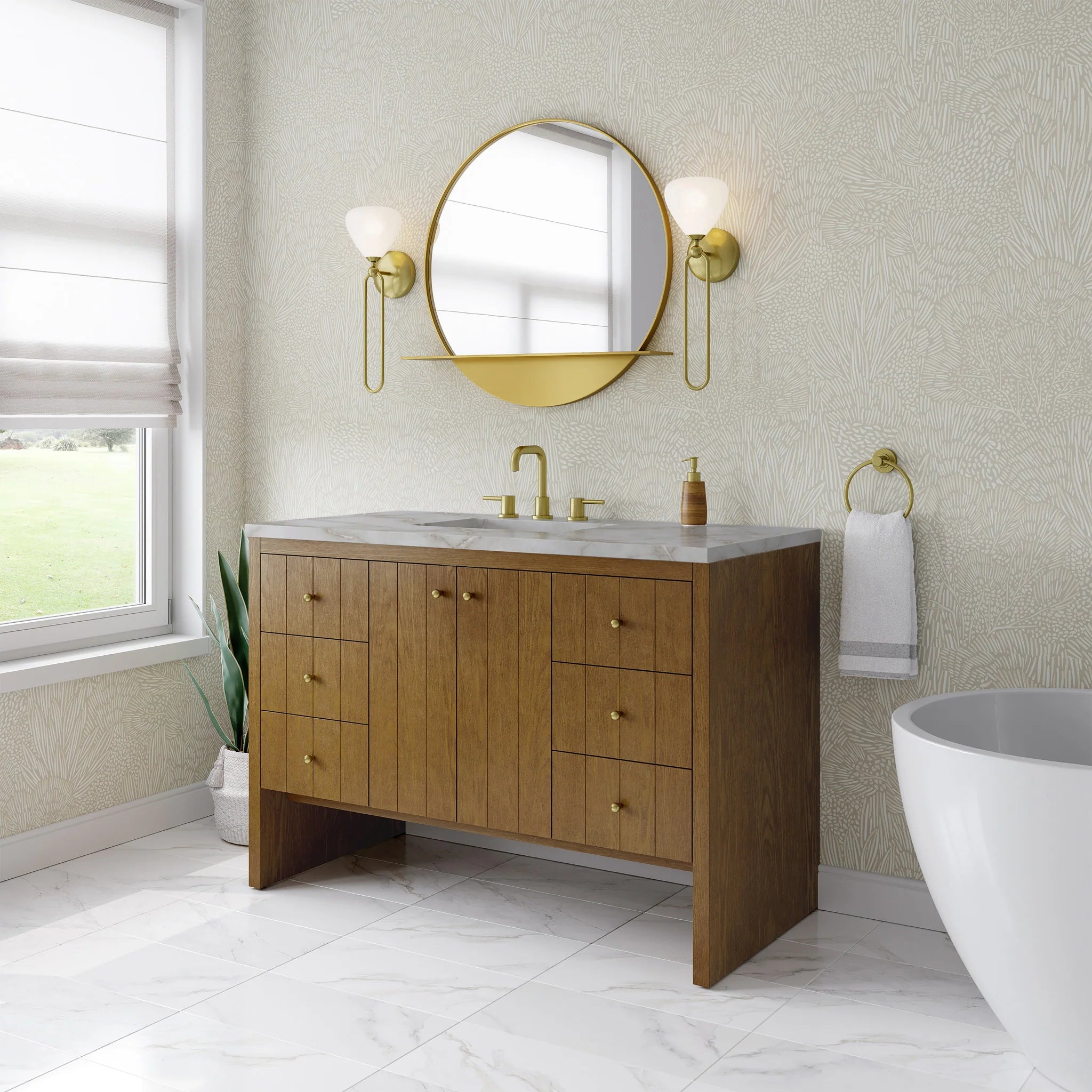 48" Hudson Single Vanity in Honey Oak by James Martin Vanities-Victorian Silver Silestone 2