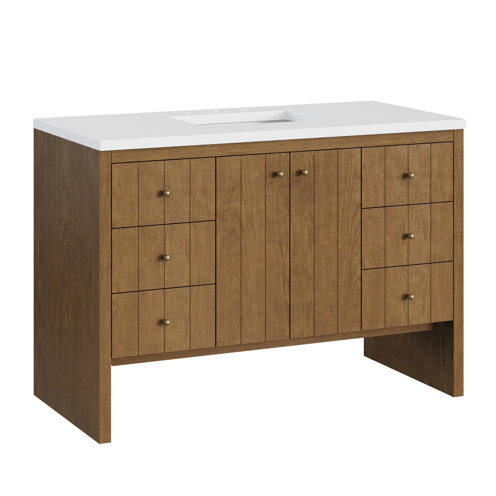48" Hudson Single Vanity in Honey Oak by James Martin Vanities-White Zeus Silestone 15