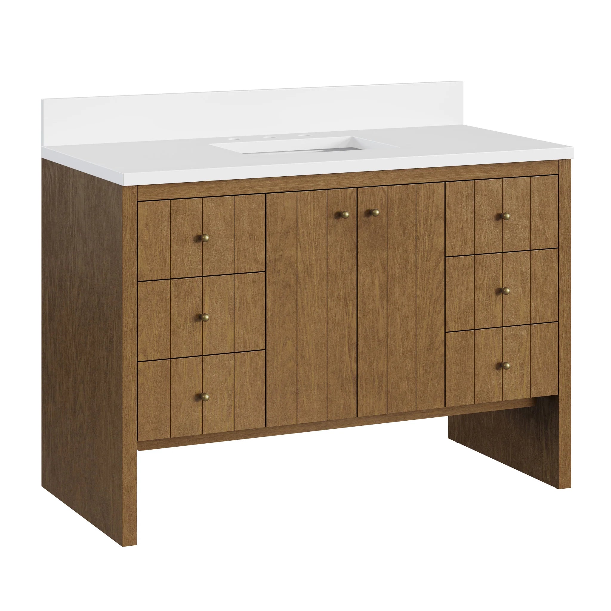 48" Hudson Single Vanity in Honey Oak by James Martin Vanities-White Zeus Silestone 16