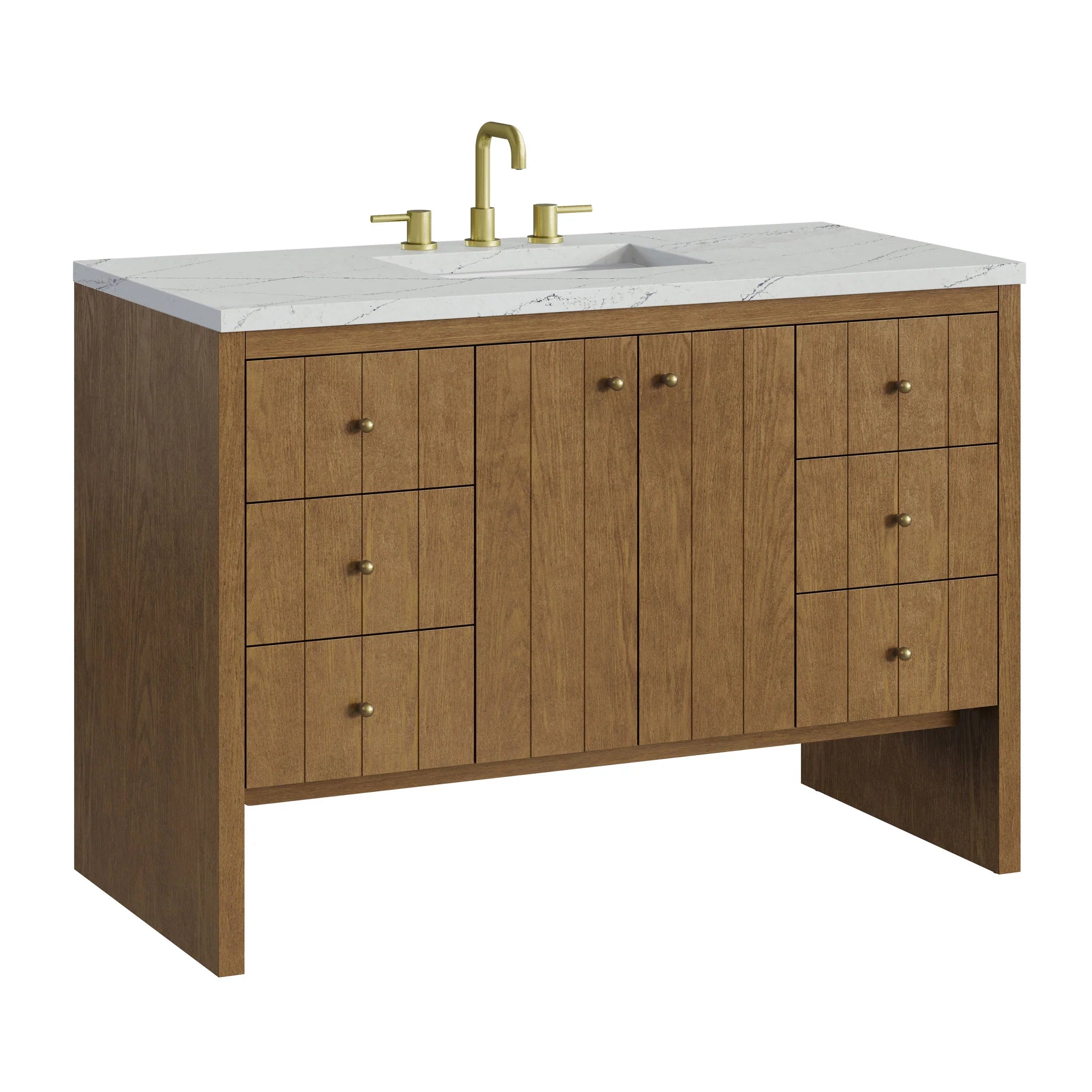 48" Hudson Single Vanity in Honey Oak w/FreePower Wireless Charger by James Martin Vanities-Ethereal Noctis Silestone 11