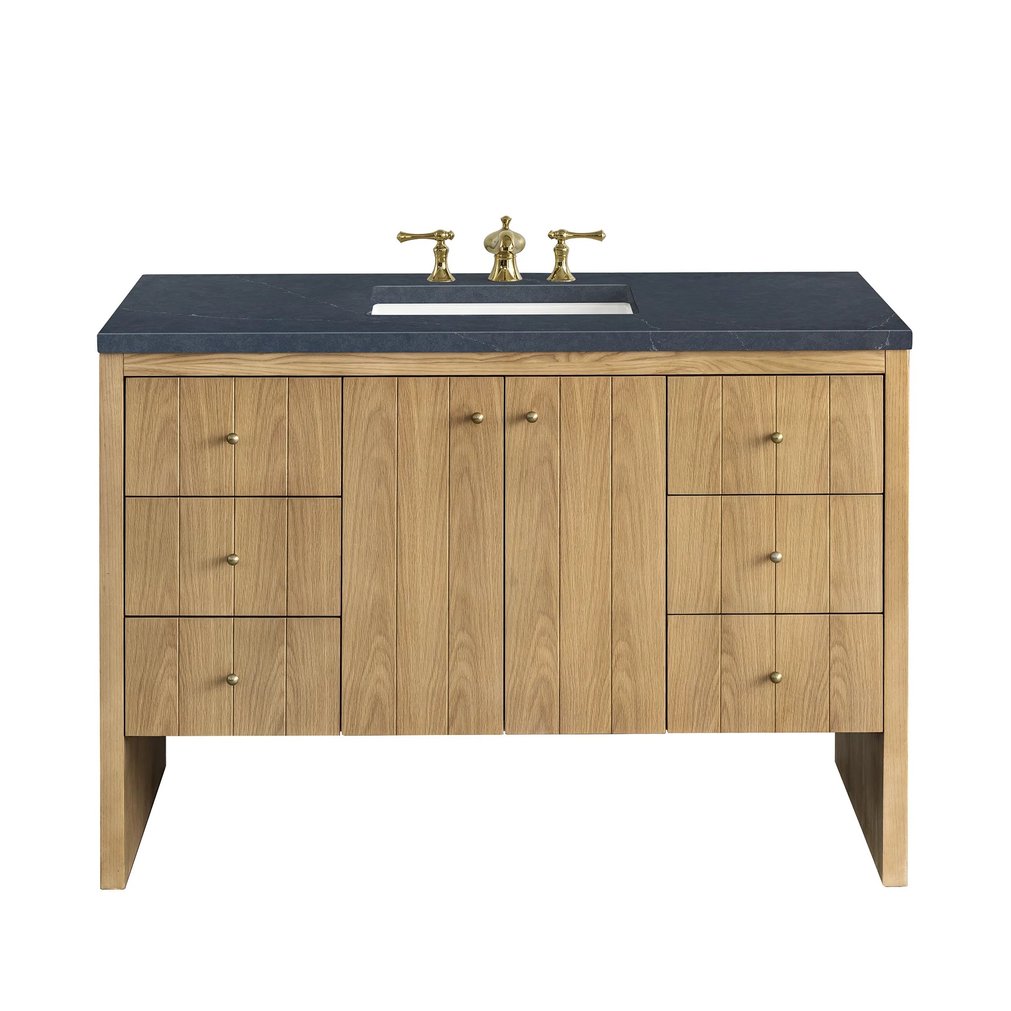 48" Hudson Single Vanity in Light Natural Oak-Charcoal Soapstone Silestone-8" Widespread image